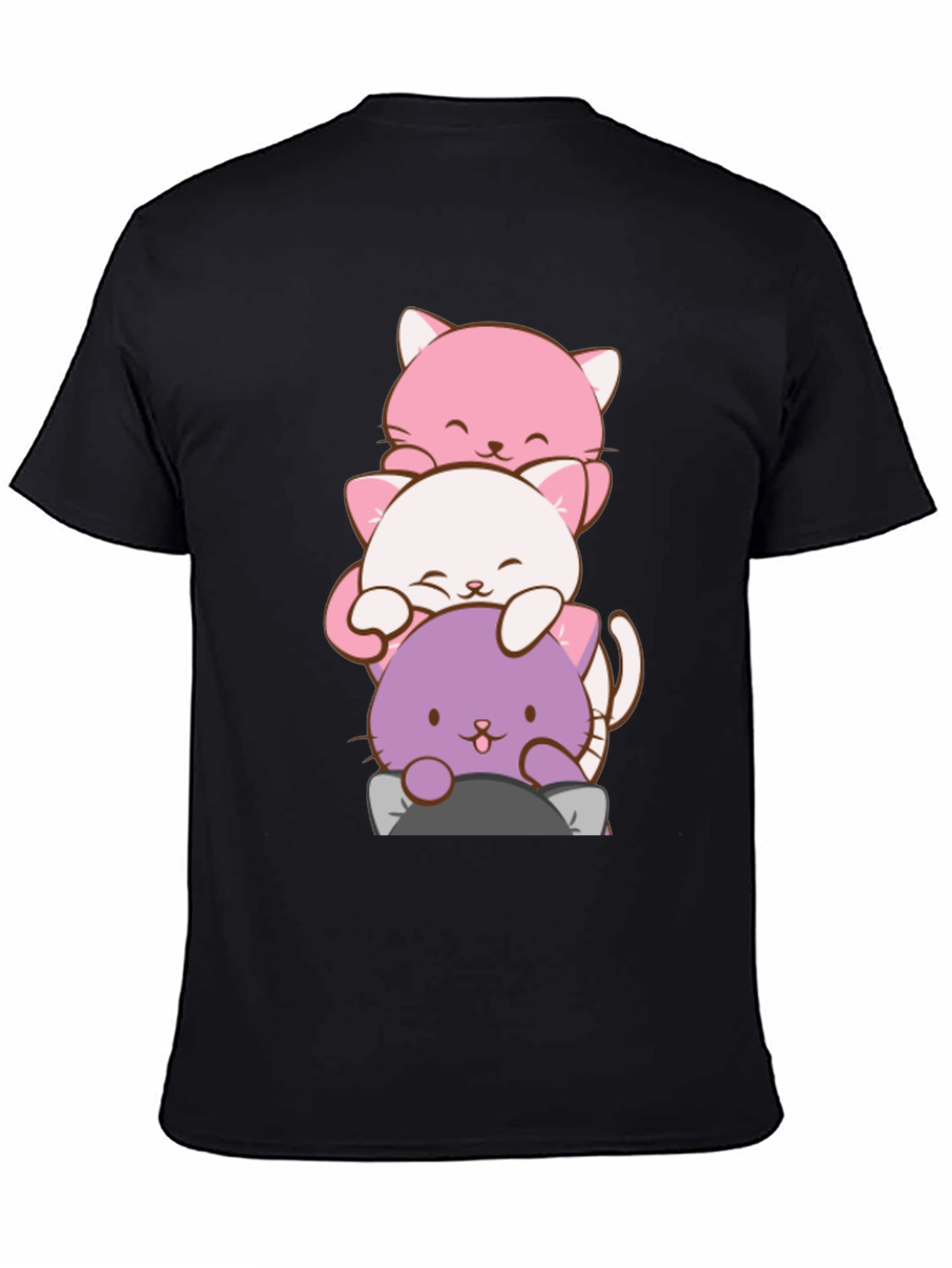 Cute Cat Stack T-Shirt - Kawaii Anime Style