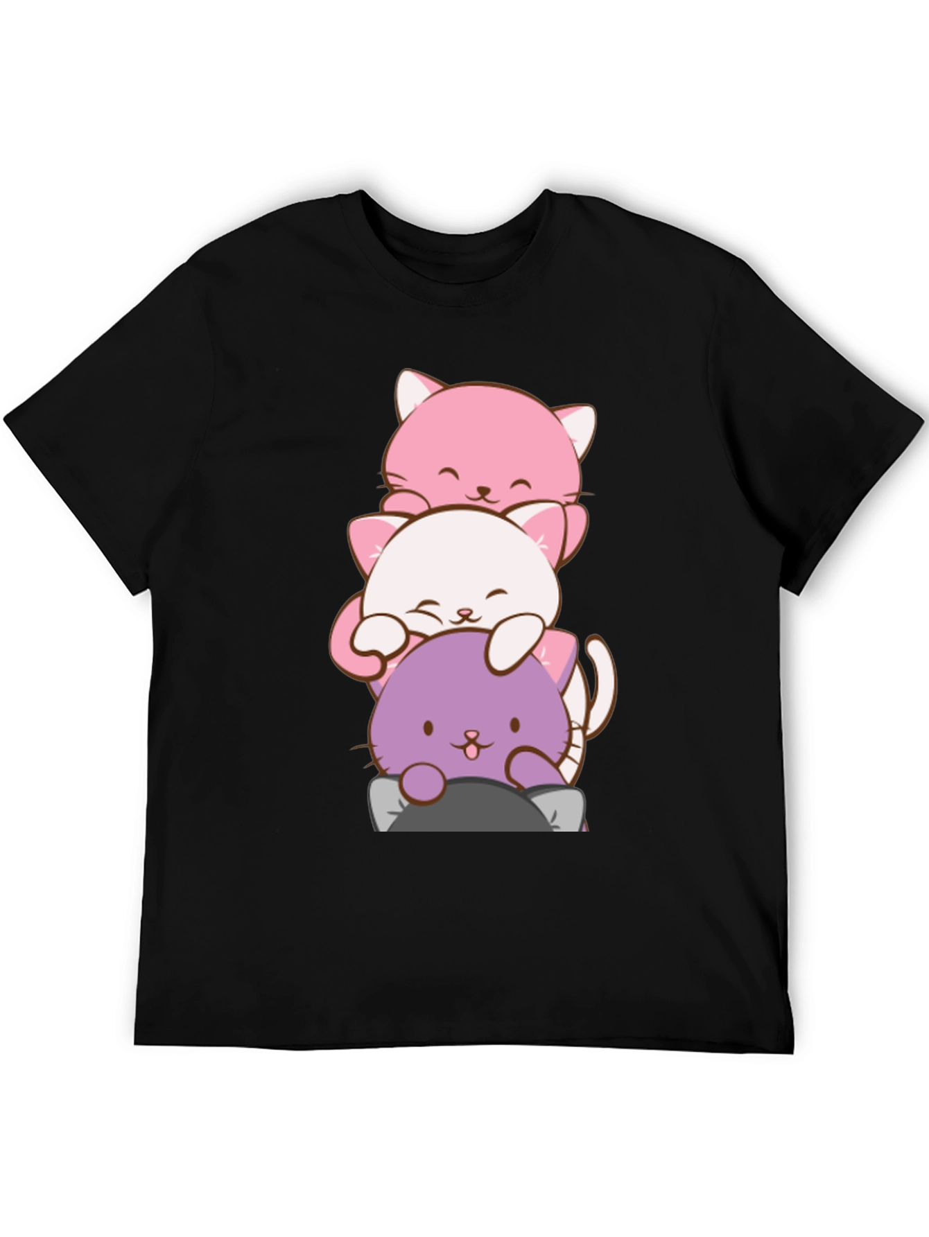 Cute Cat Stack T-Shirt - Kawaii Anime Style