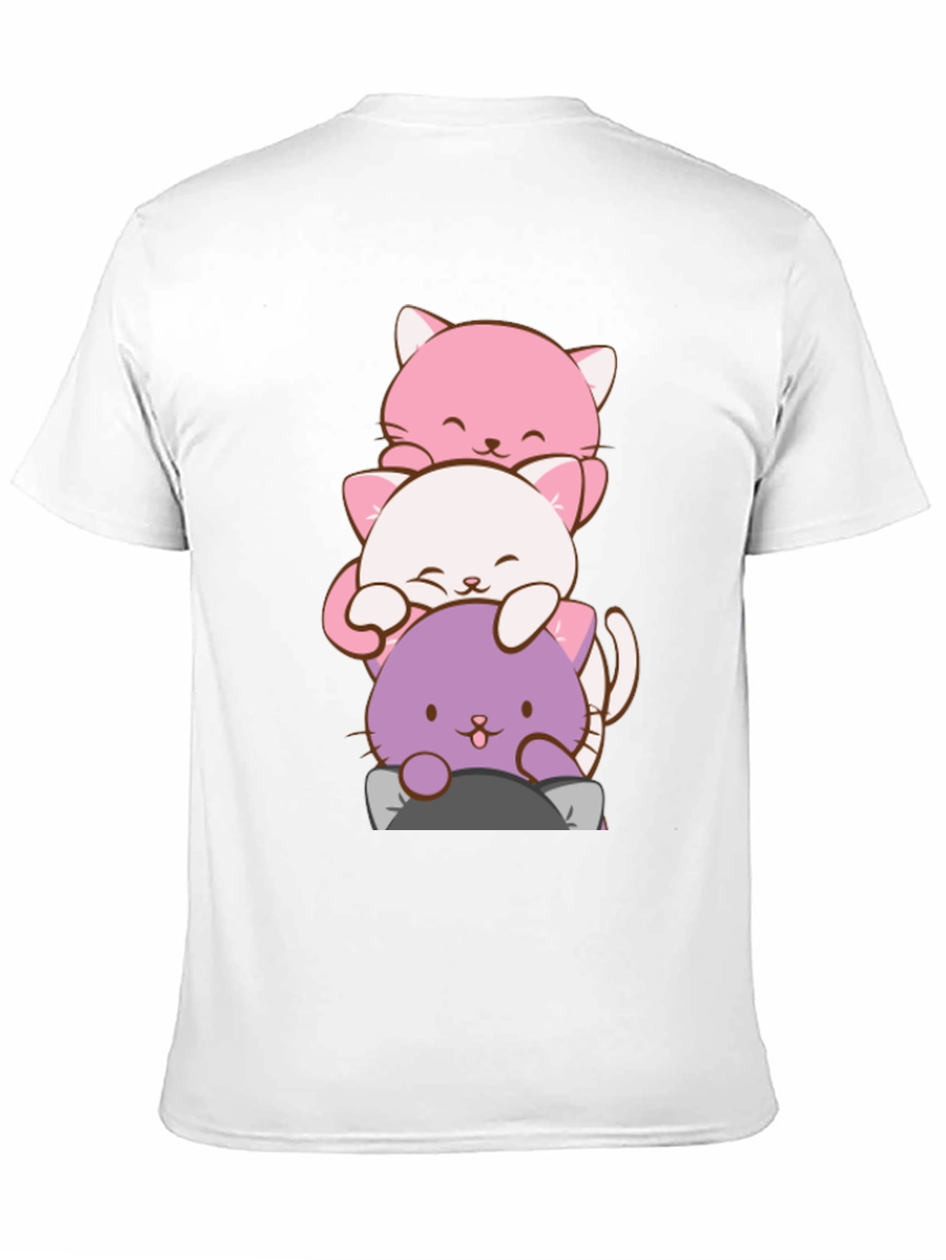 Cute Cat Stack T-Shirt - Kawaii Anime Style