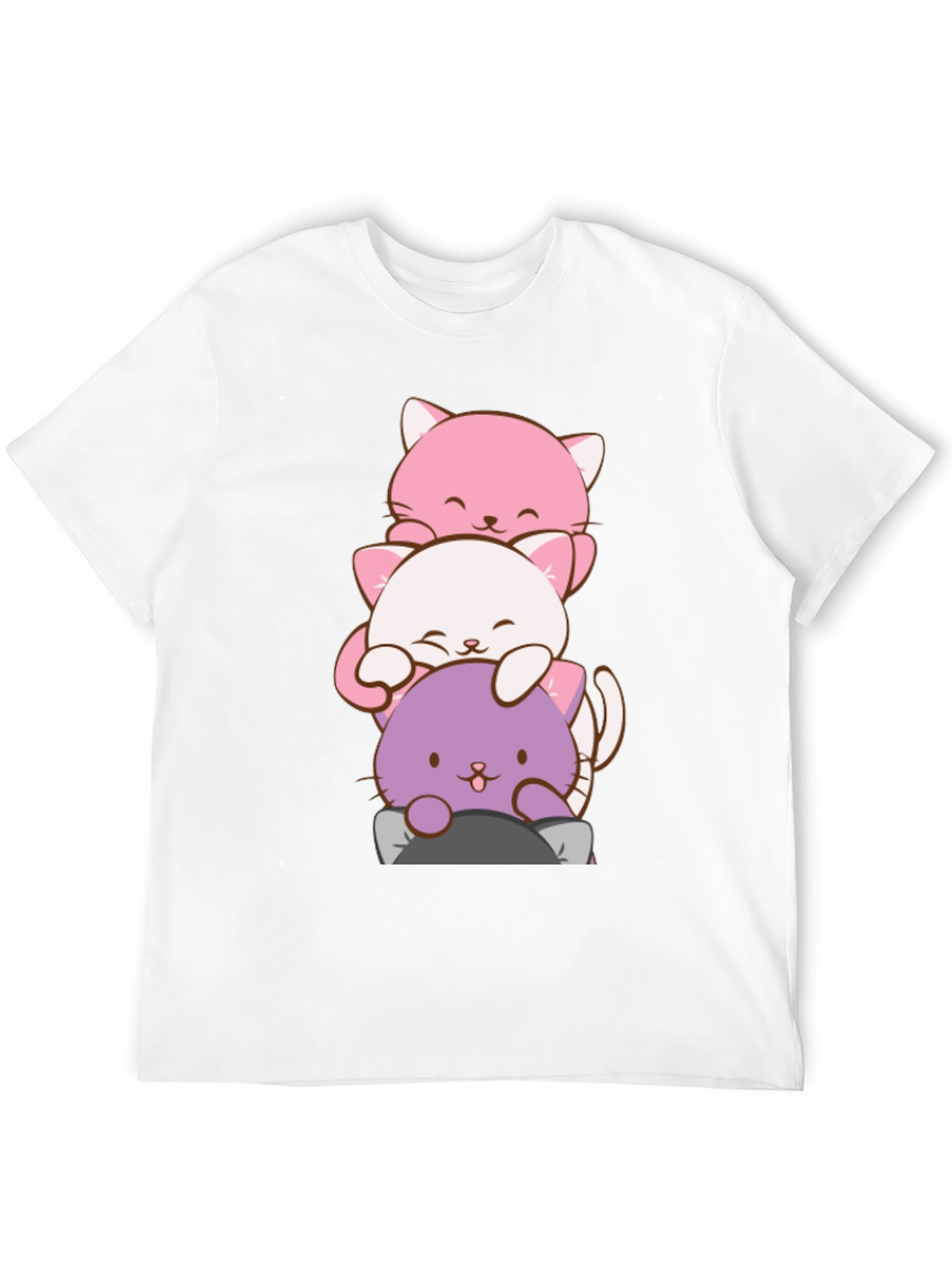 Cute Cat Stack T-Shirt - Kawaii Anime Style