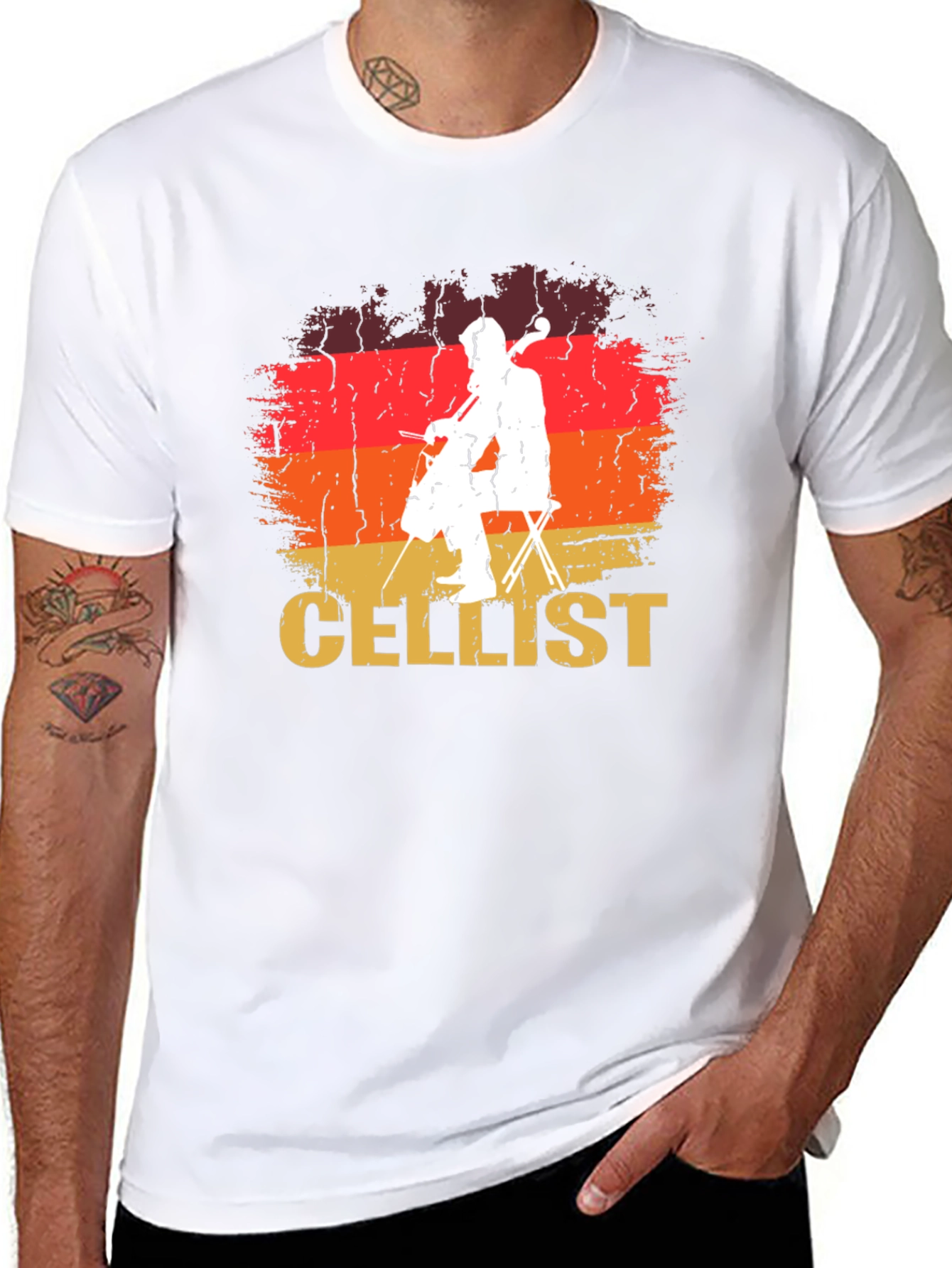 Cellist Retro Style Black T-Shirt