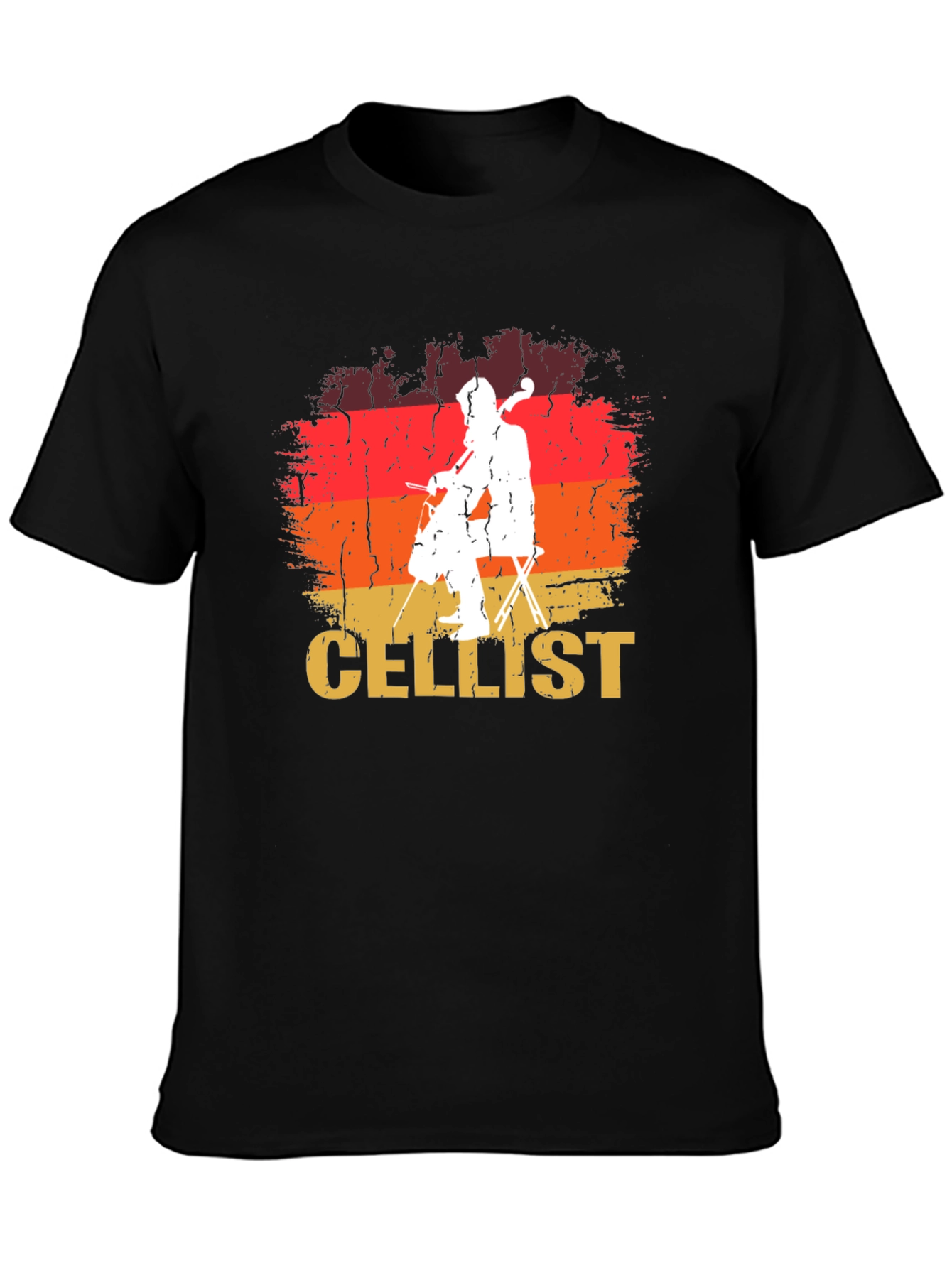 Cellist Retro Style Black T-Shirt