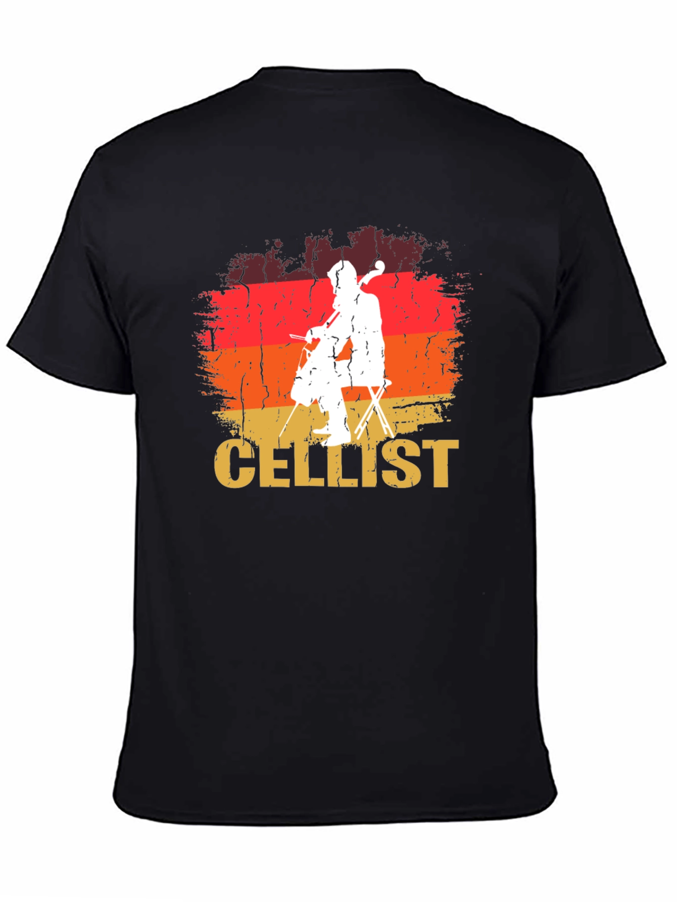 Cellist Retro Style Black T-Shirt
