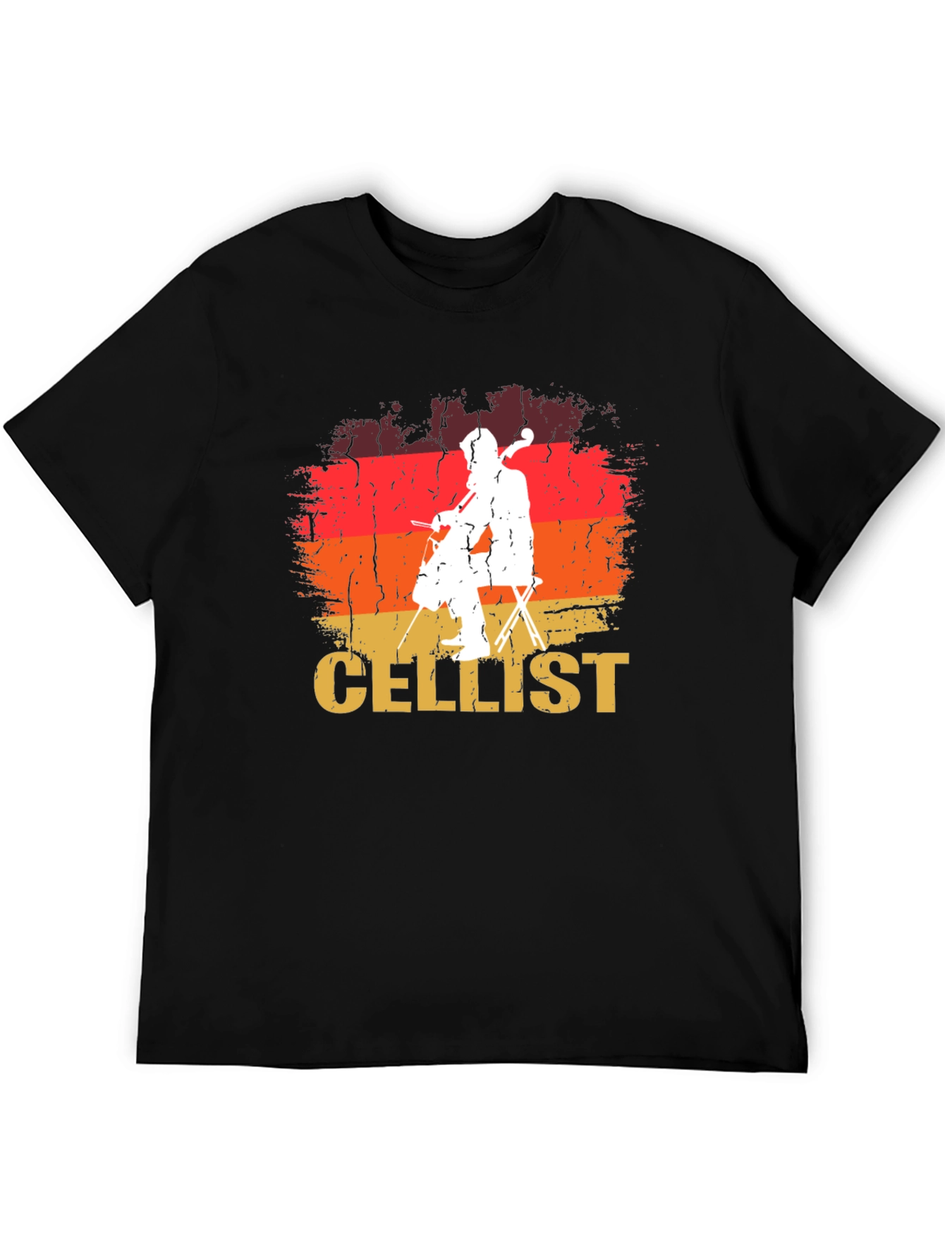Cellist Retro Style Black T-Shirt
