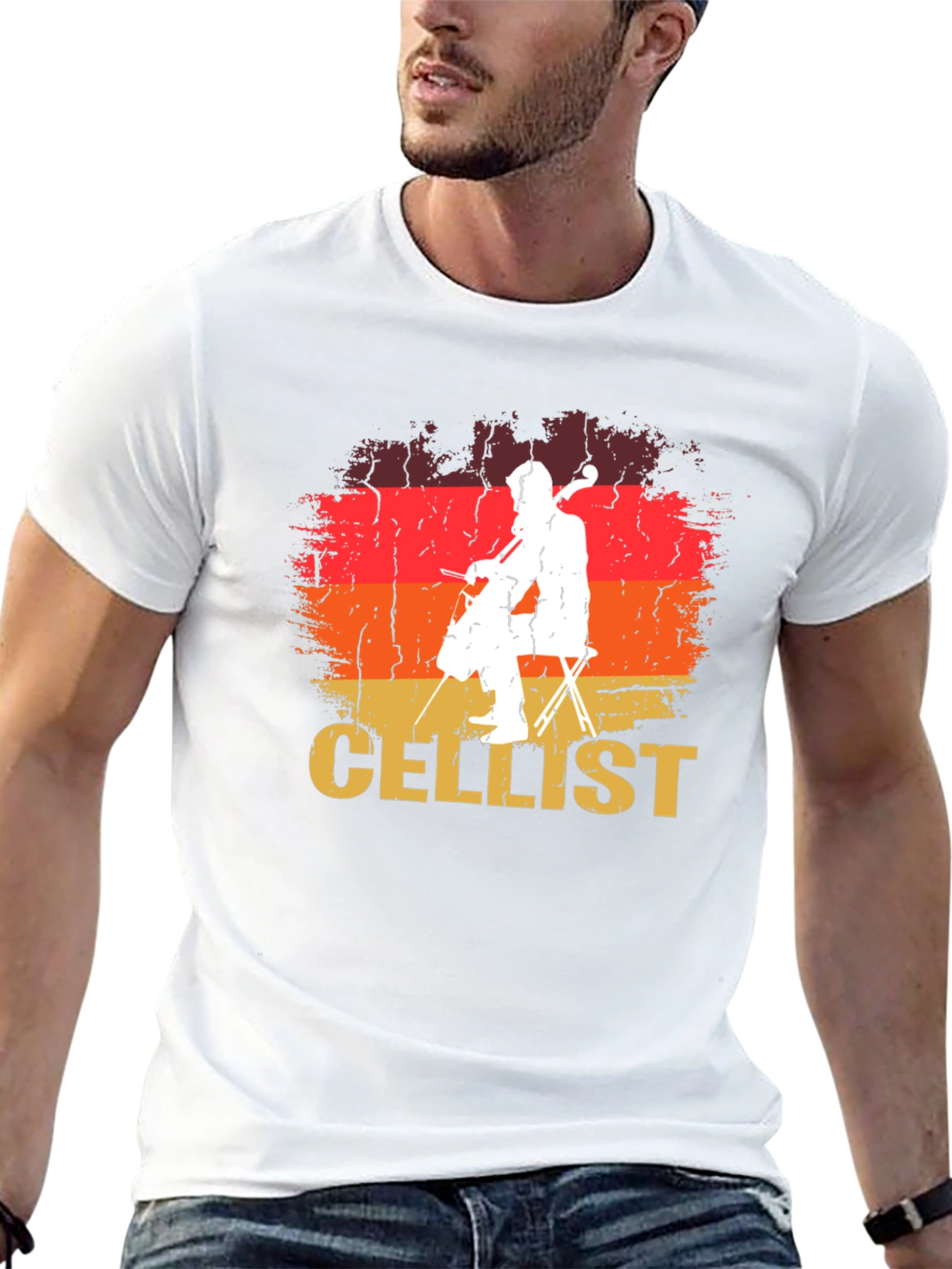 Cellist Retro Style Black T-Shirt