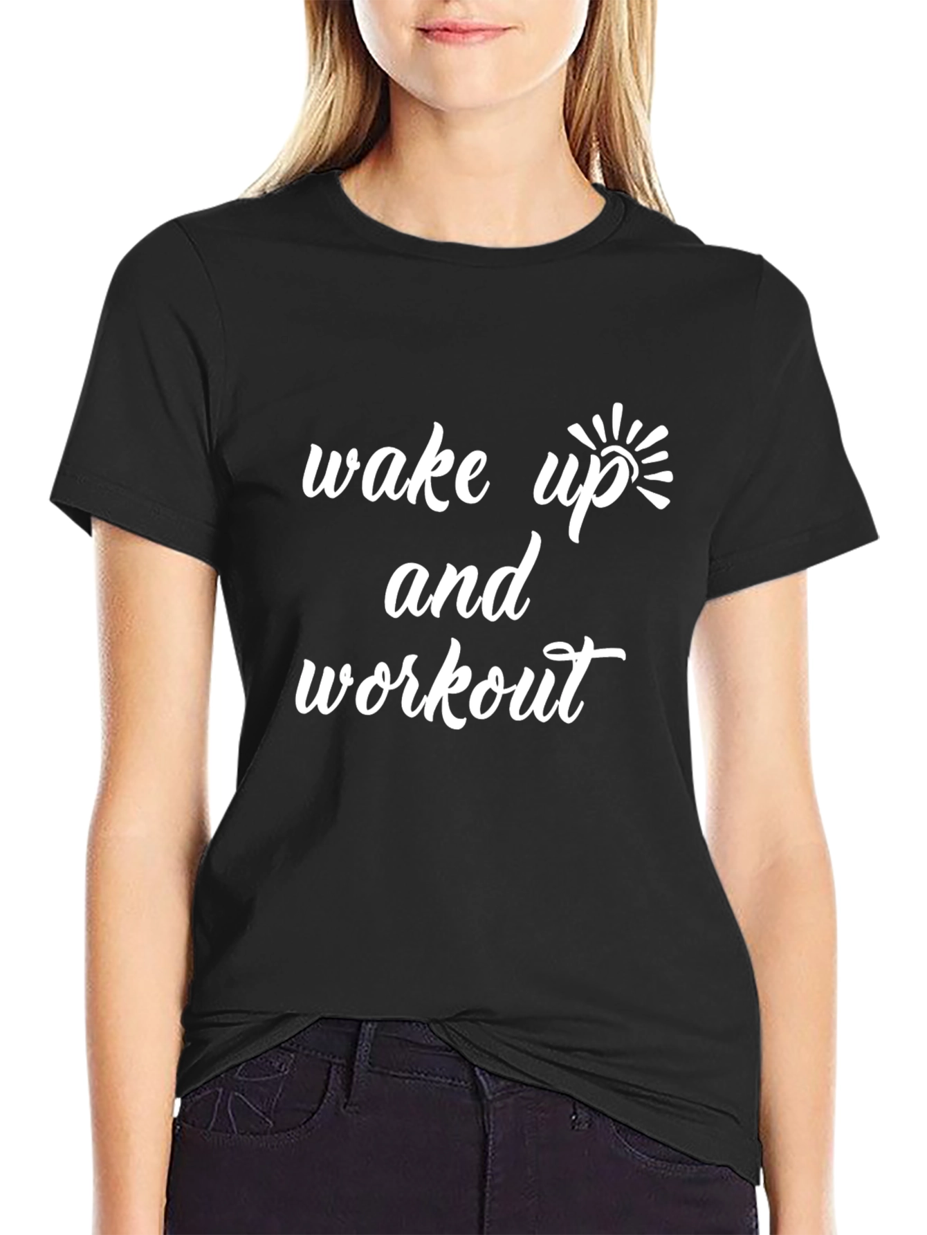 Wake Up and Workout Black Graphic Tee