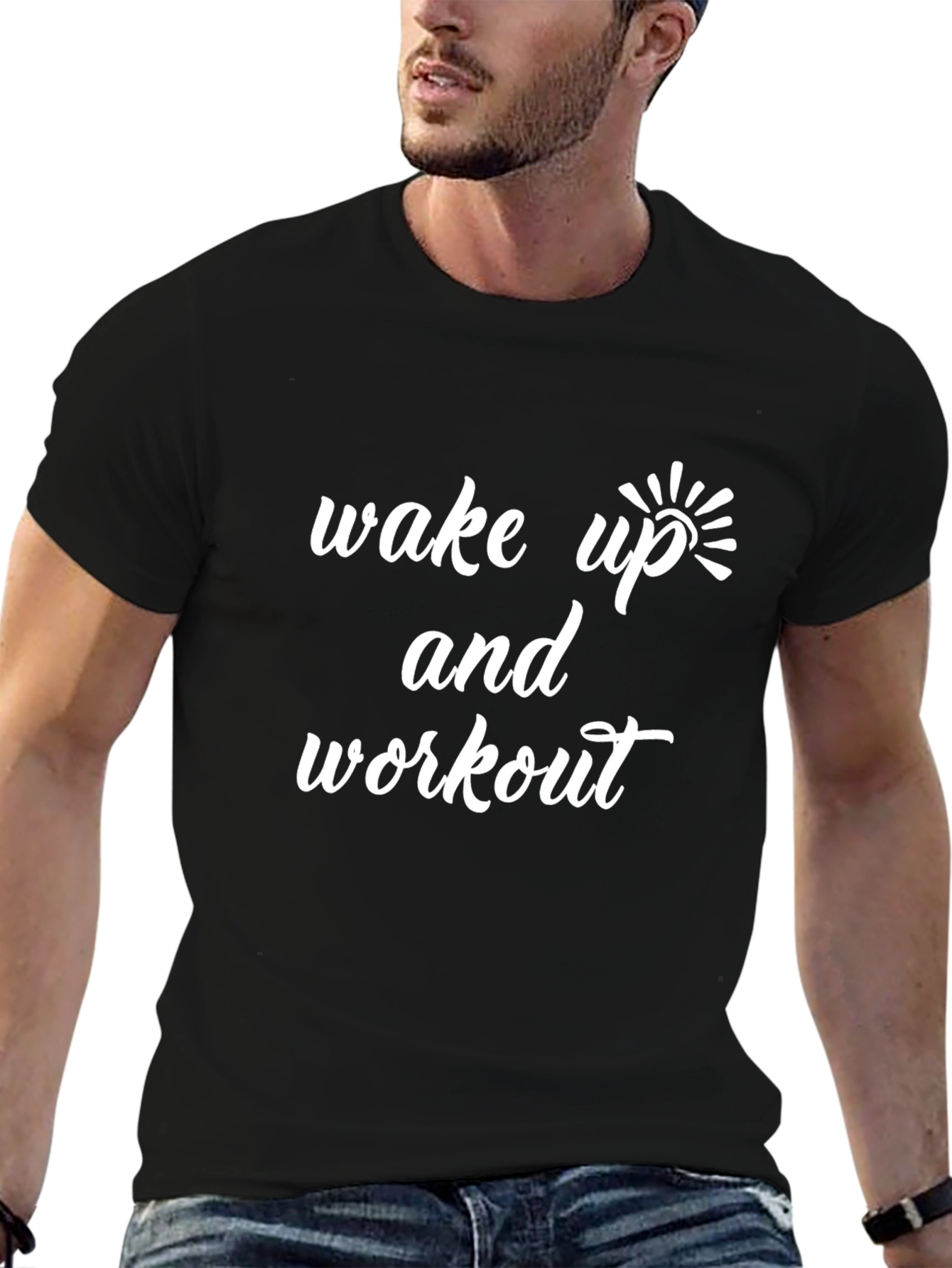Wake Up and Workout Black Graphic Tee