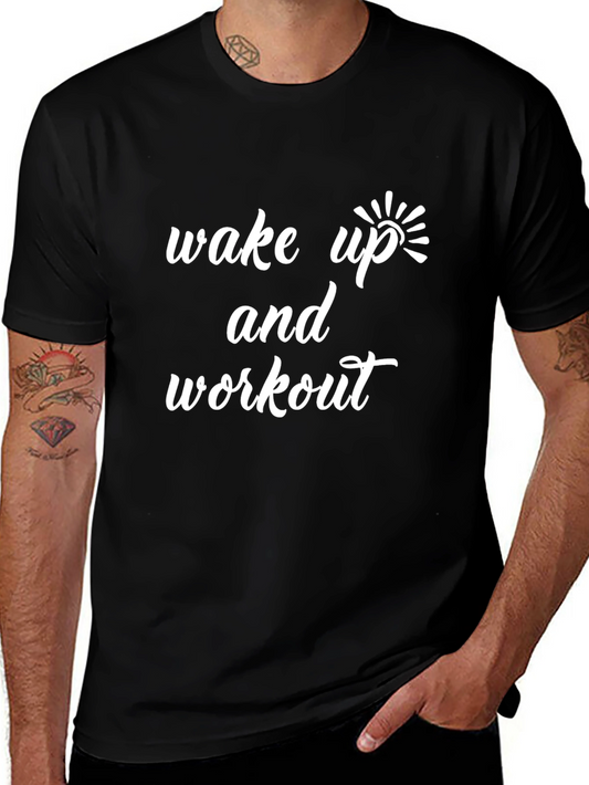 Wake Up and Workout Black Graphic Tee