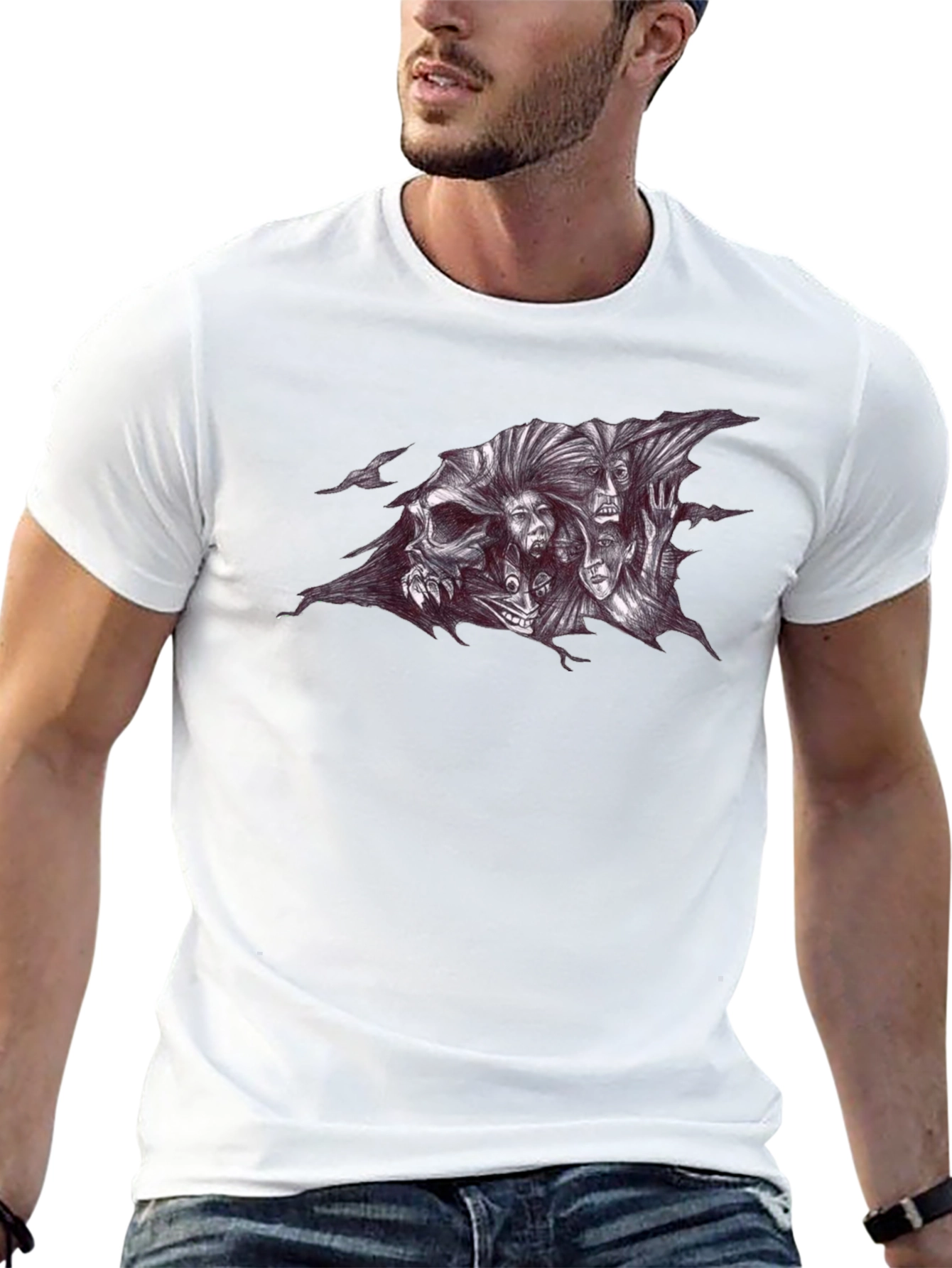 Skull and Spirits Graphic Black T-Shirt