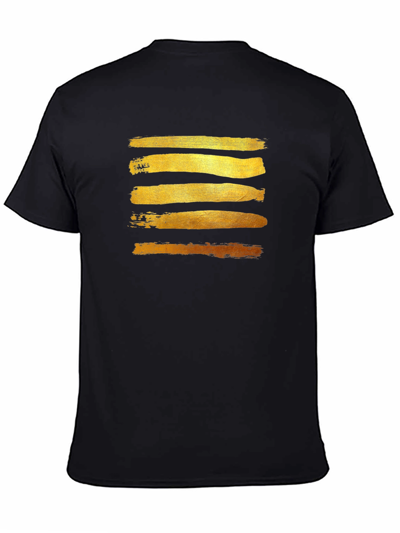 Gold Brushstroke Graphic Tee - Stylish Mens Black T-Shirt