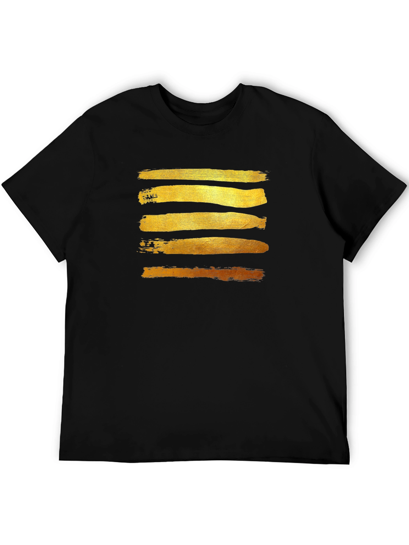 Gold Brushstroke Graphic Tee - Stylish Mens Black T-Shirt