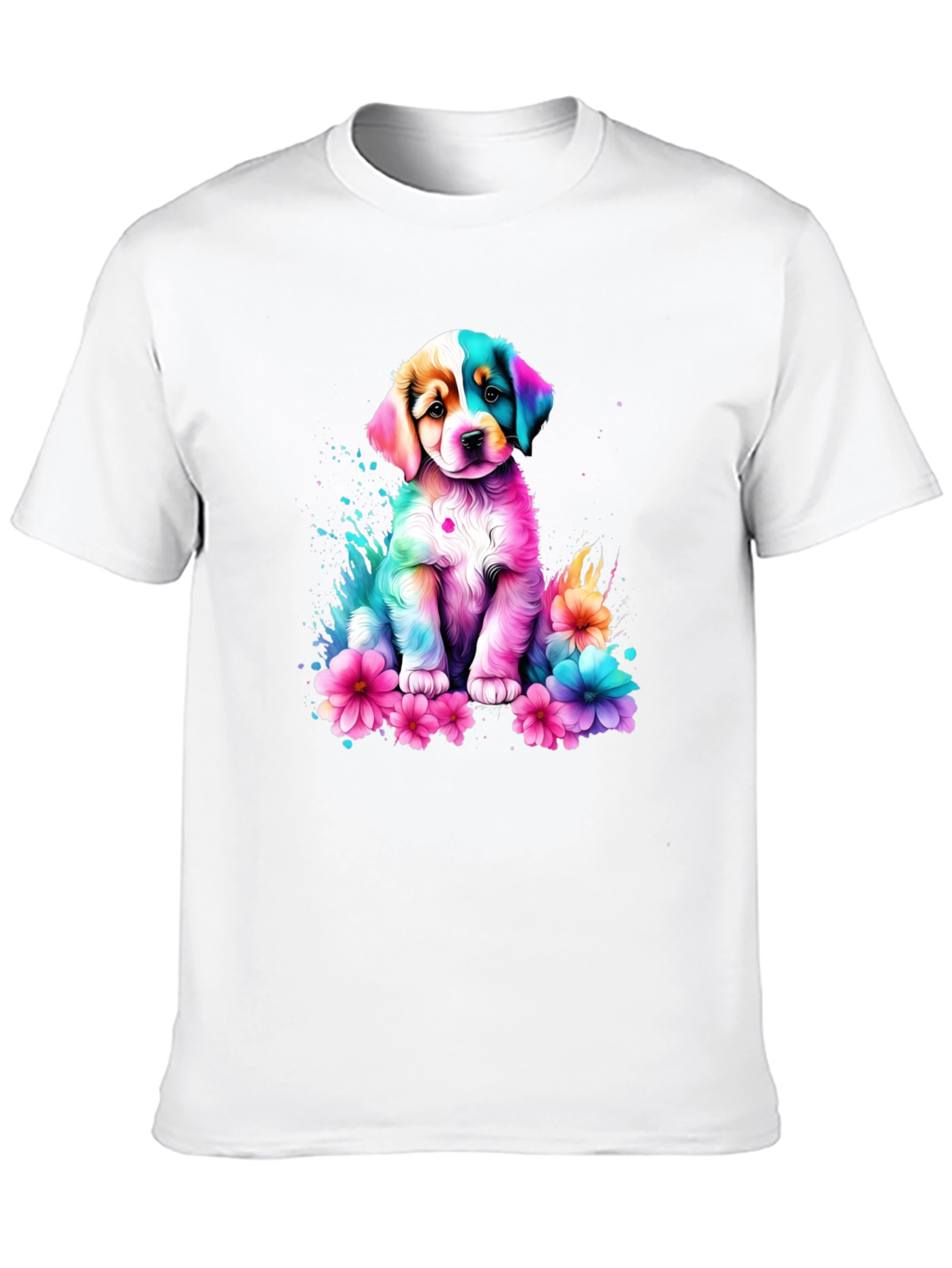 Rainbow Puppy Flower T-Shirt