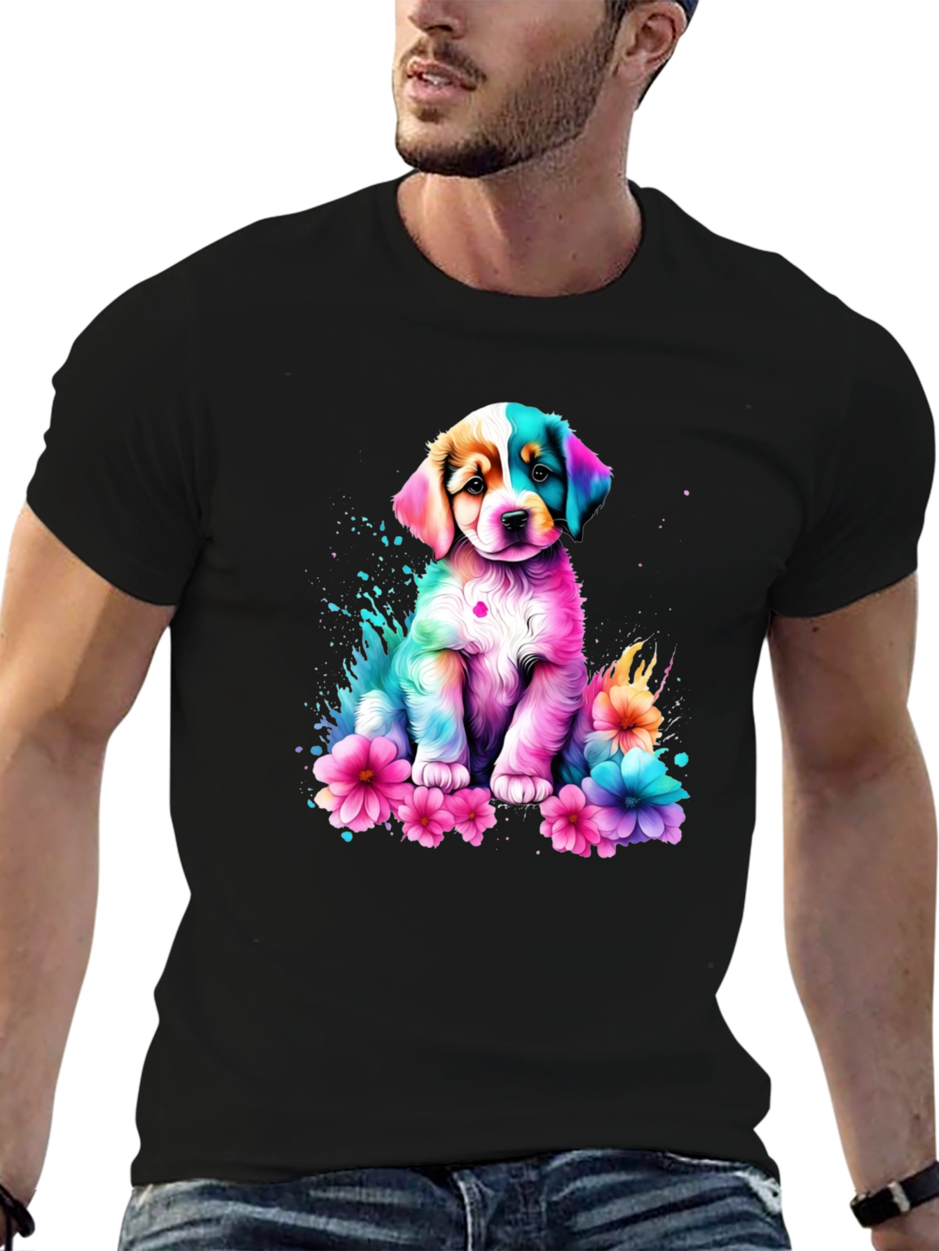 Rainbow Puppy Flower T-Shirt