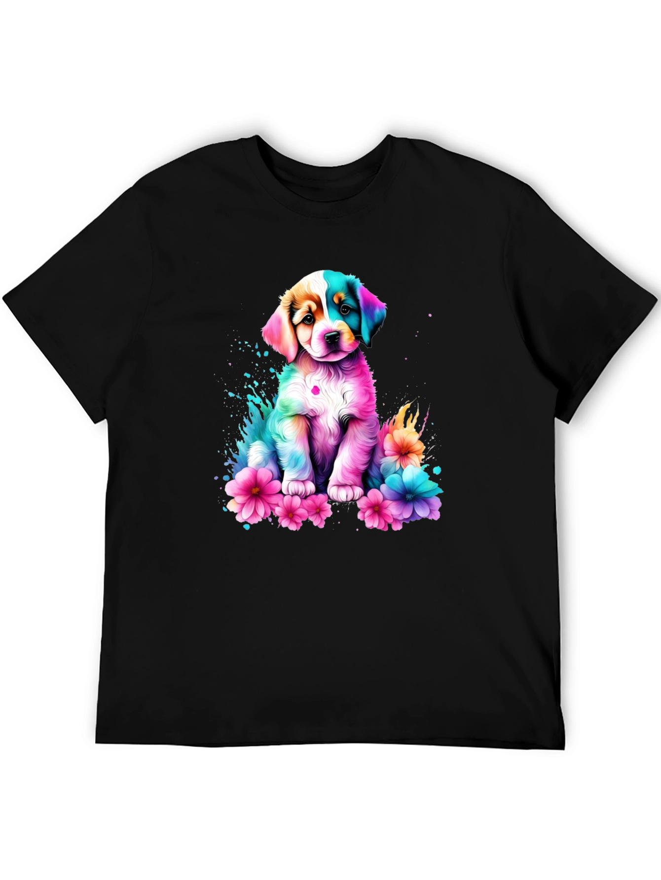 Rainbow Puppy Flower T-Shirt
