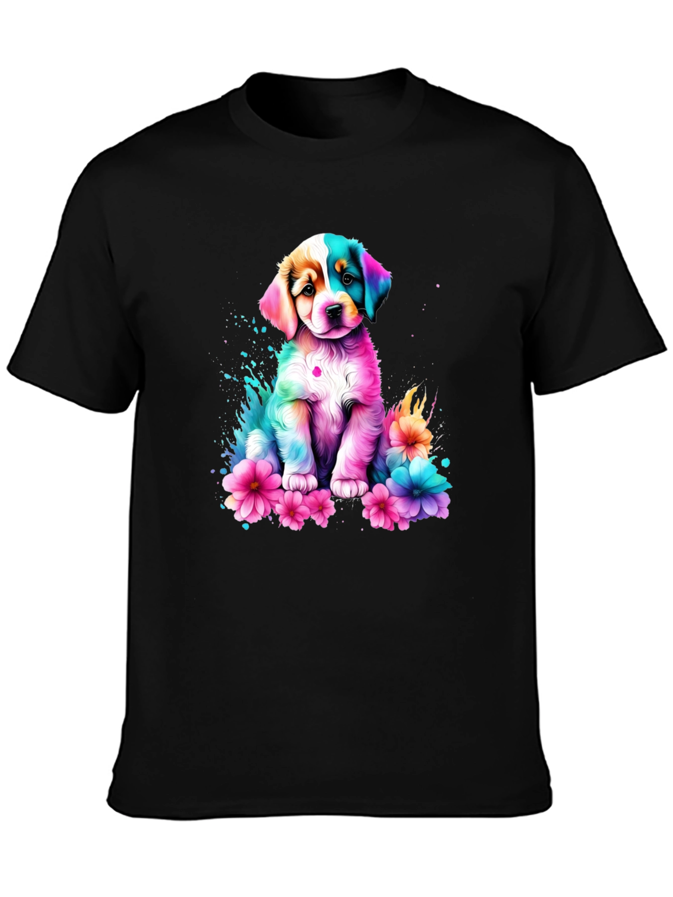 Rainbow Puppy Flower T-Shirt