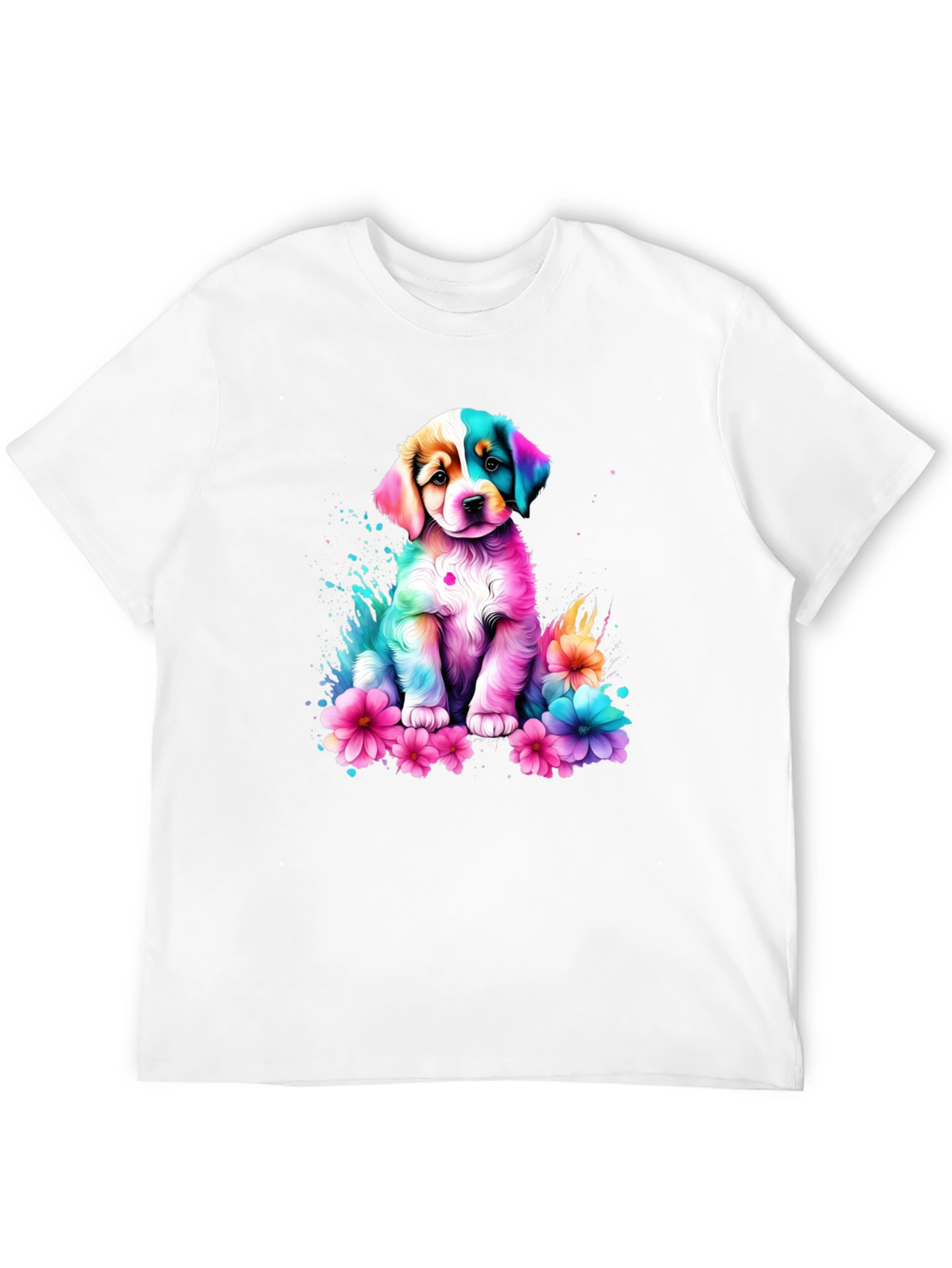 Rainbow Puppy Flower T-Shirt