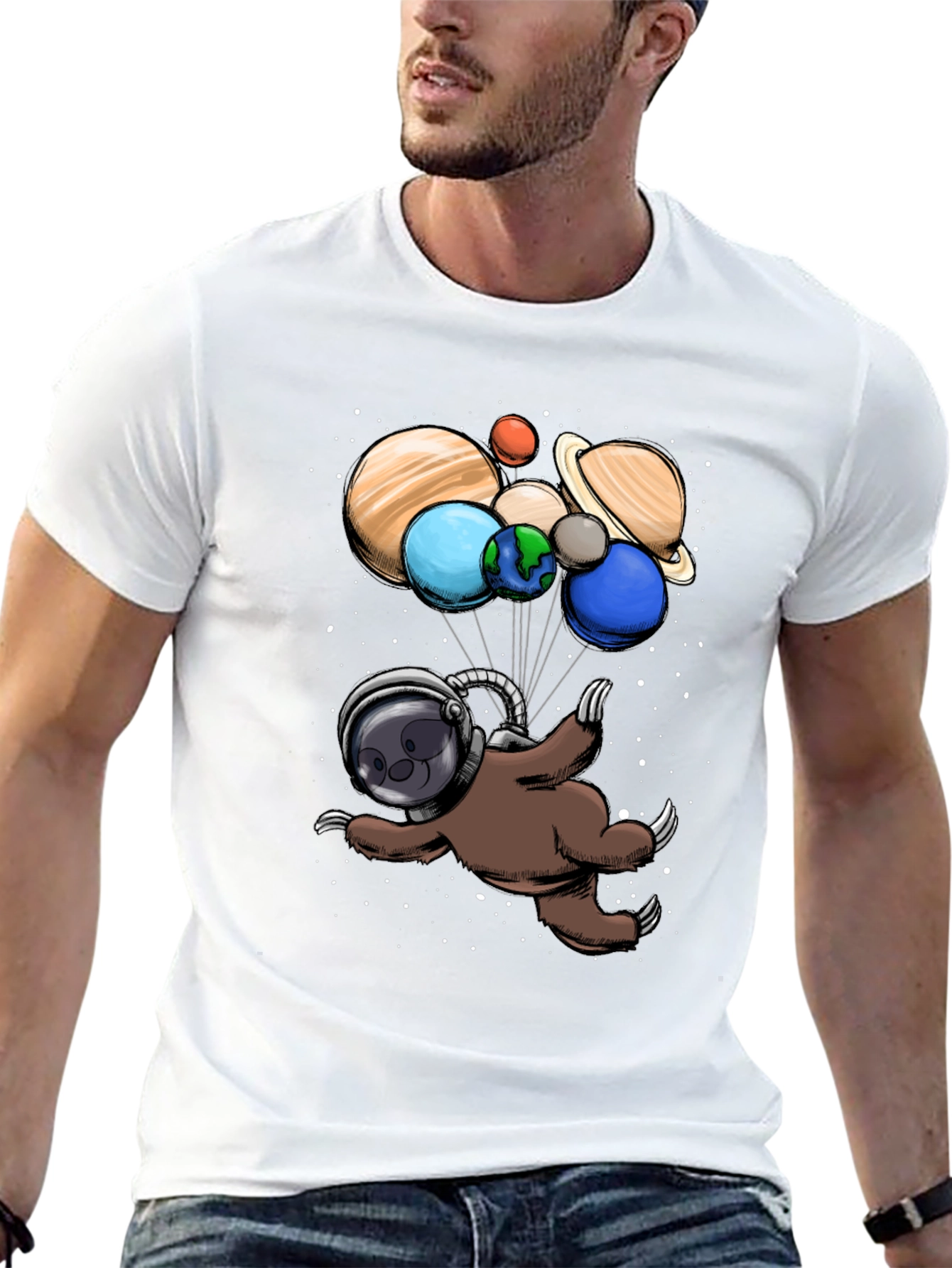 Astronaut Sloth Graphic T-Shirt