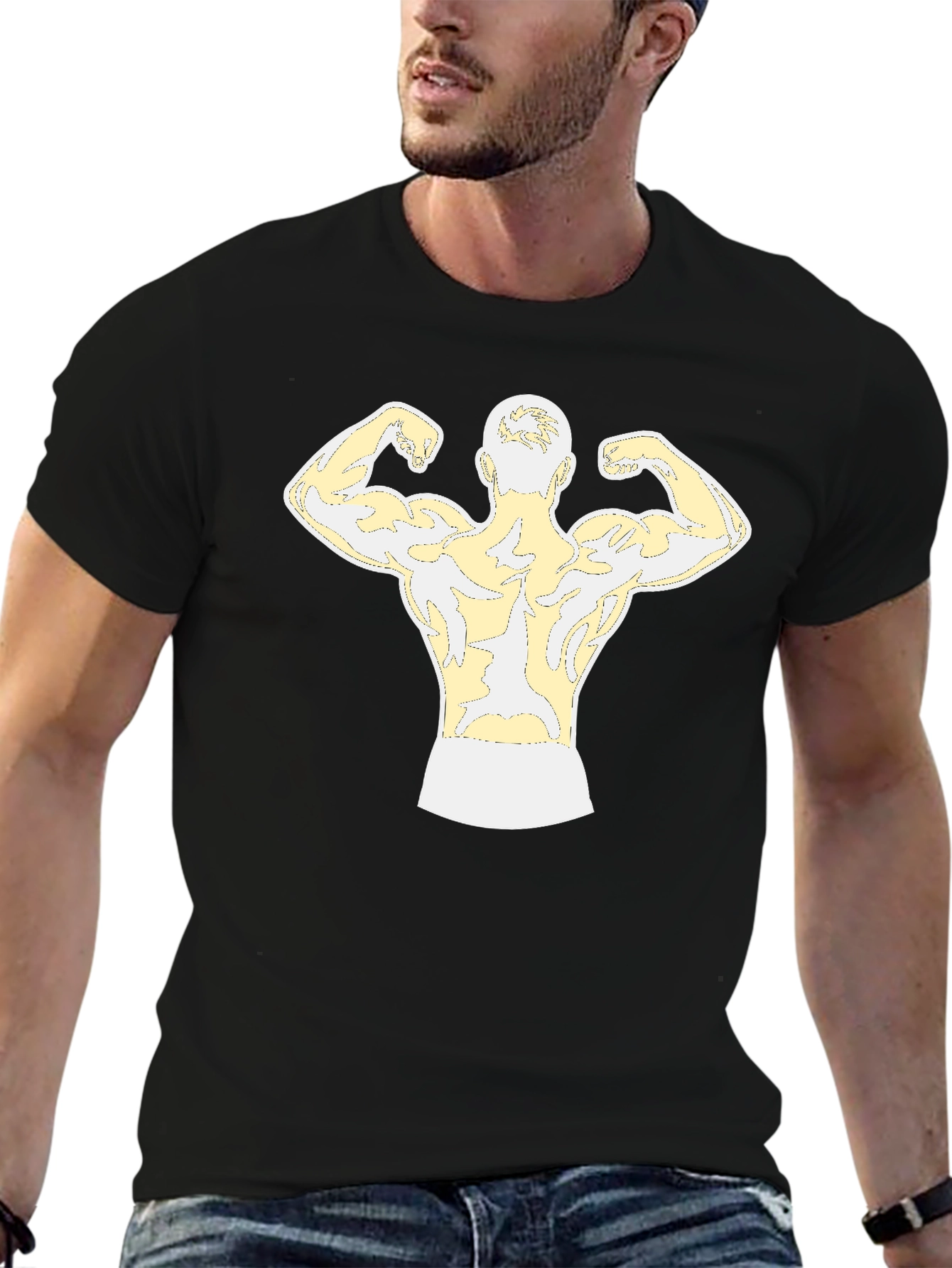 Muscle Man Graphic T-Shirt - Black
