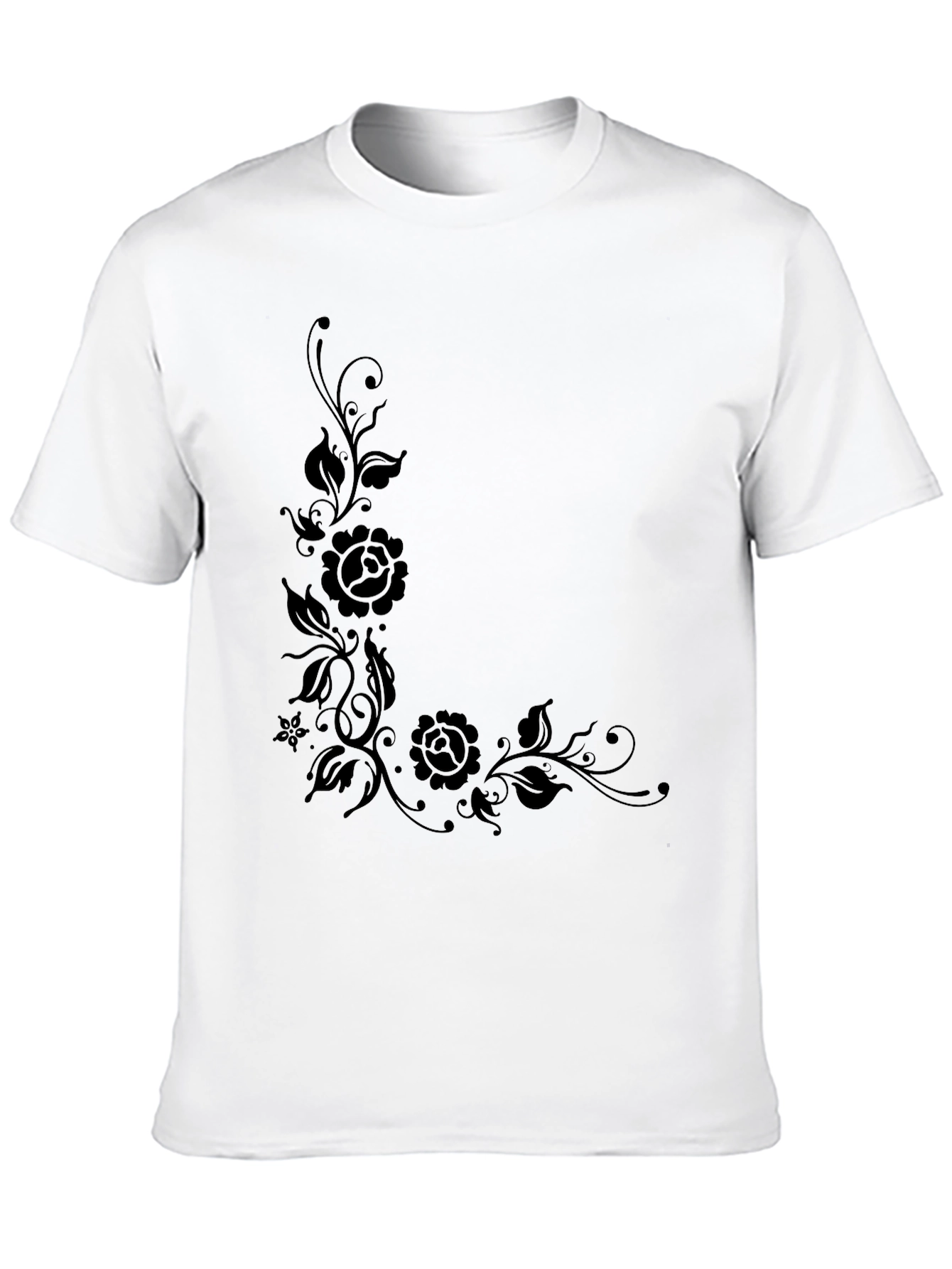 Elegant Black Floral Print T-Shirt for Men