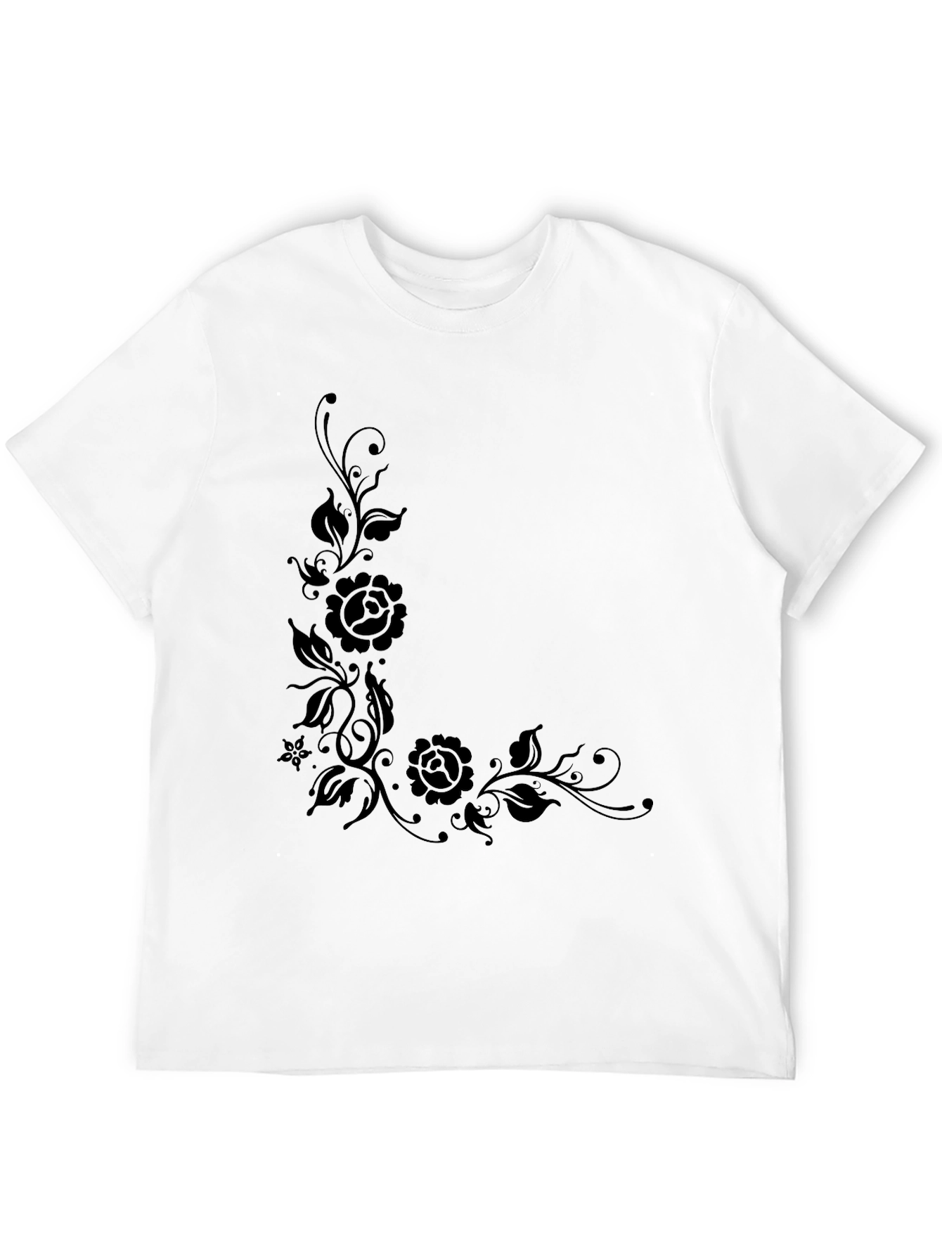Elegant Black Floral Print T-Shirt for Men