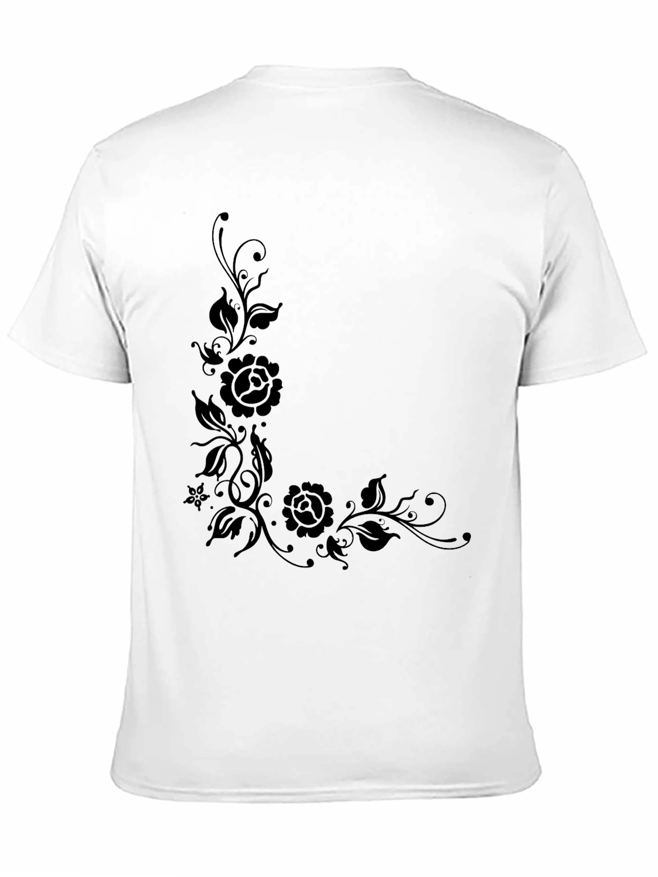 Elegant Black Floral Print T-Shirt for Men
