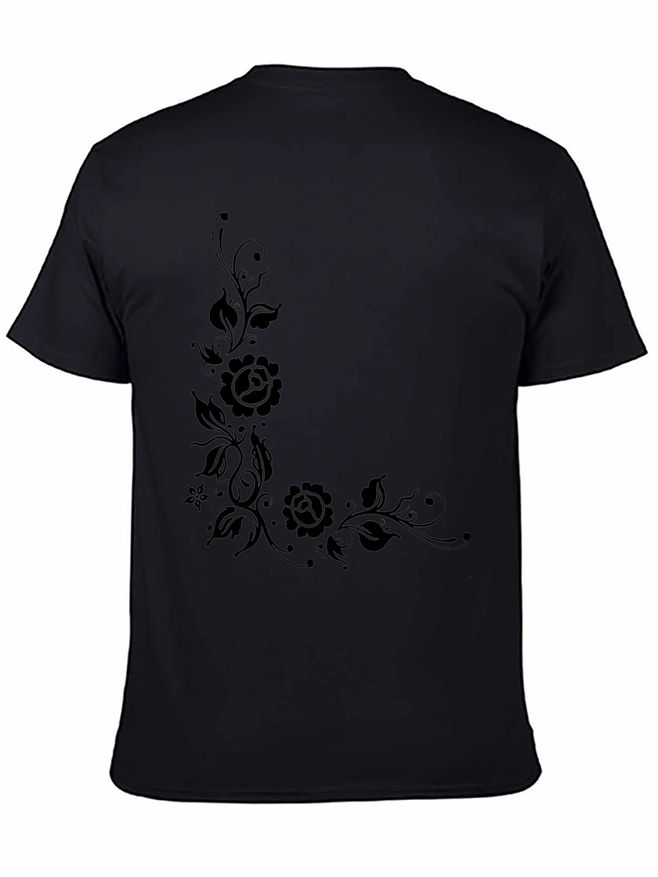 Elegant Black Floral Print T-Shirt for Men