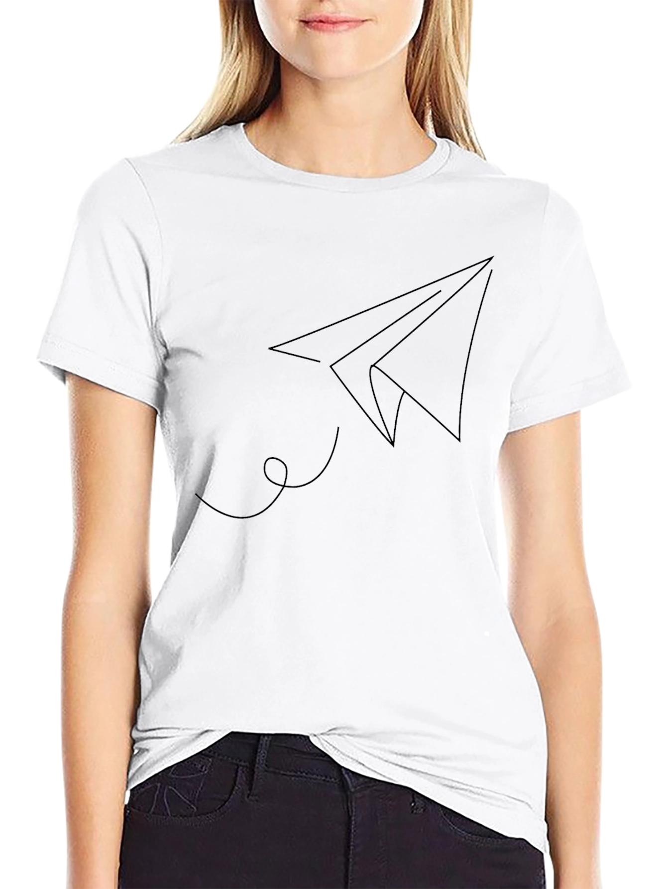 Mens Minimalist Paper Airplane Graphic T-Shirt