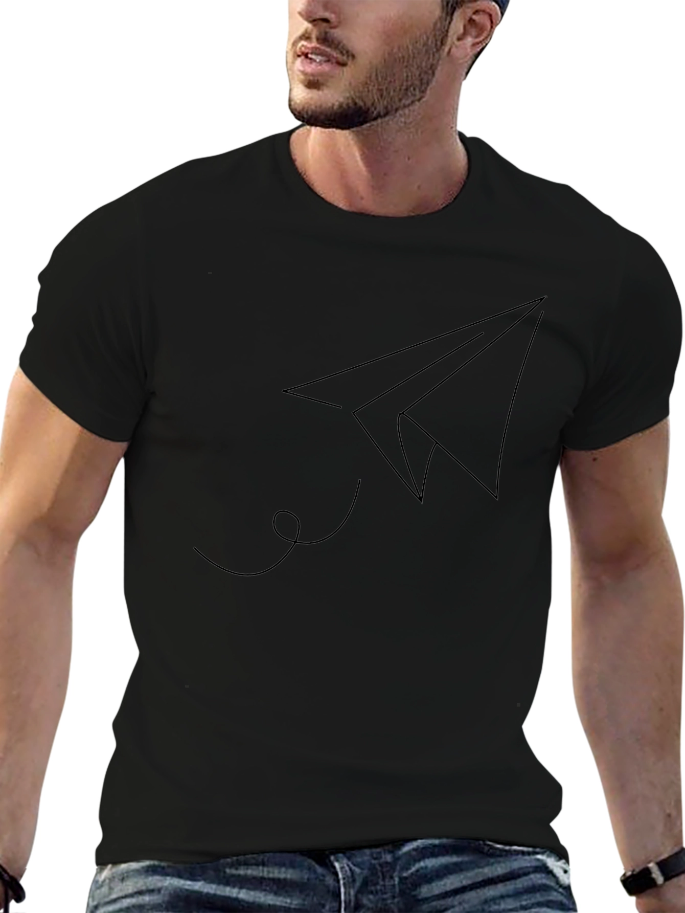 Mens Minimalist Paper Airplane Graphic T-Shirt