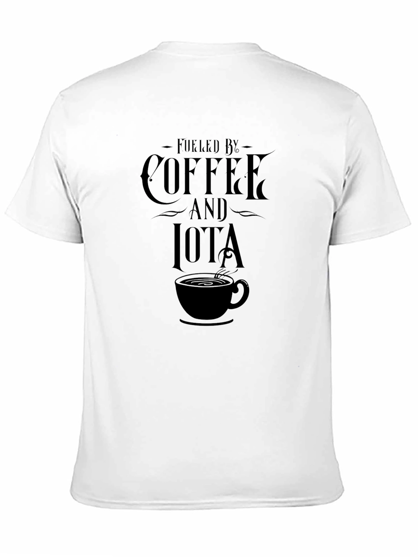 Fueled By Coffee and Iota Black T-Shirt