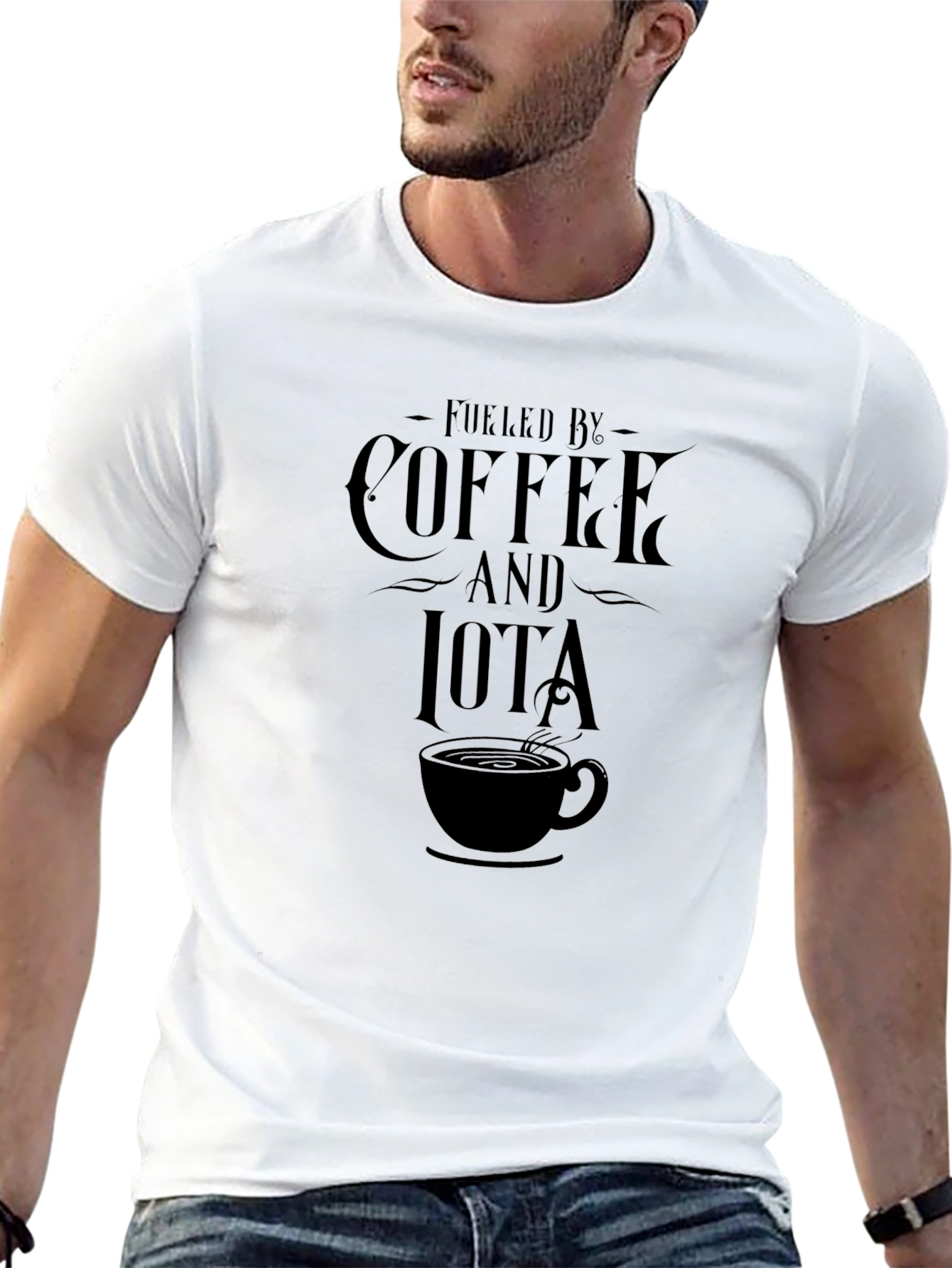 Fueled By Coffee and Iota Black T-Shirt
