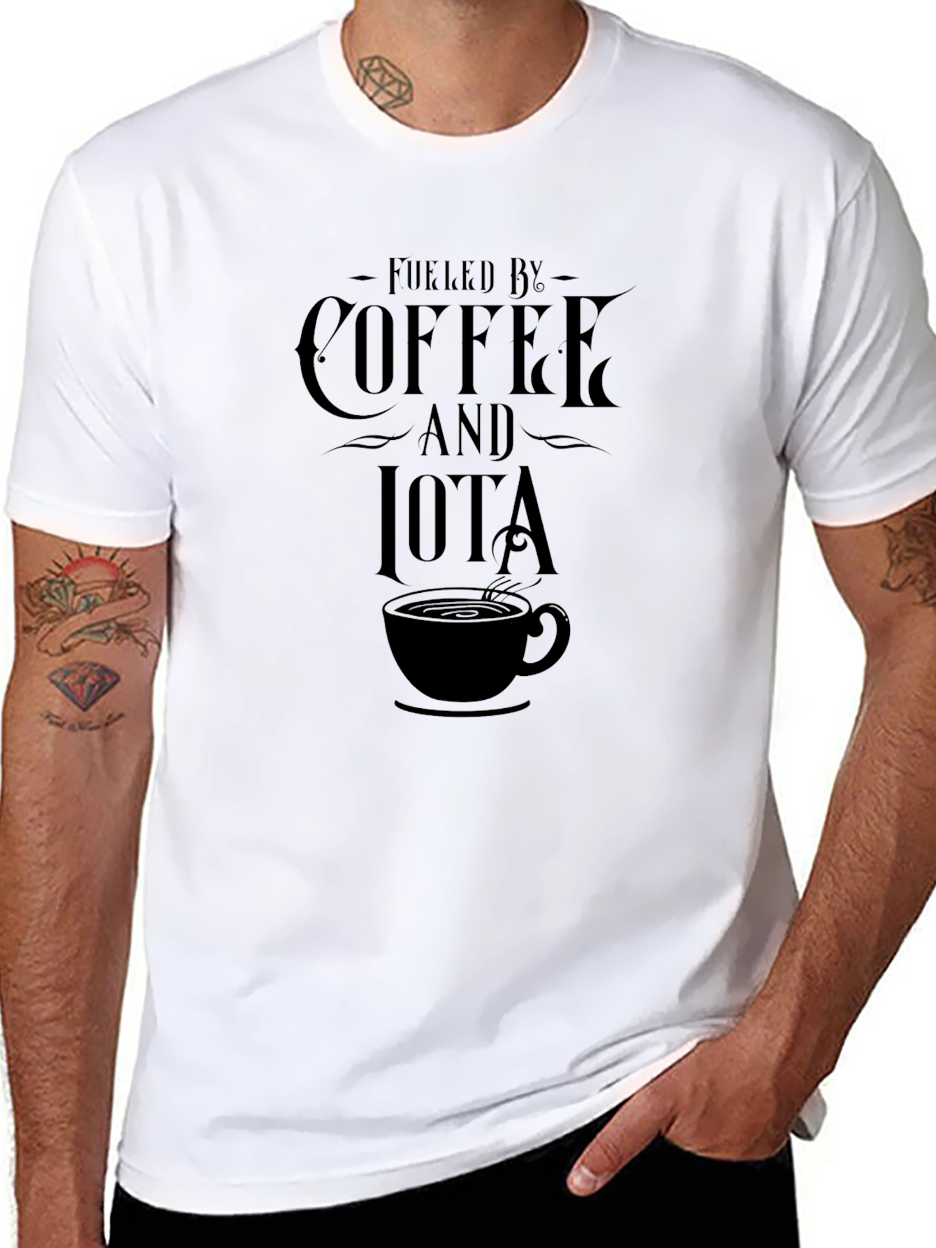 Fueled By Coffee and Iota Black T-Shirt