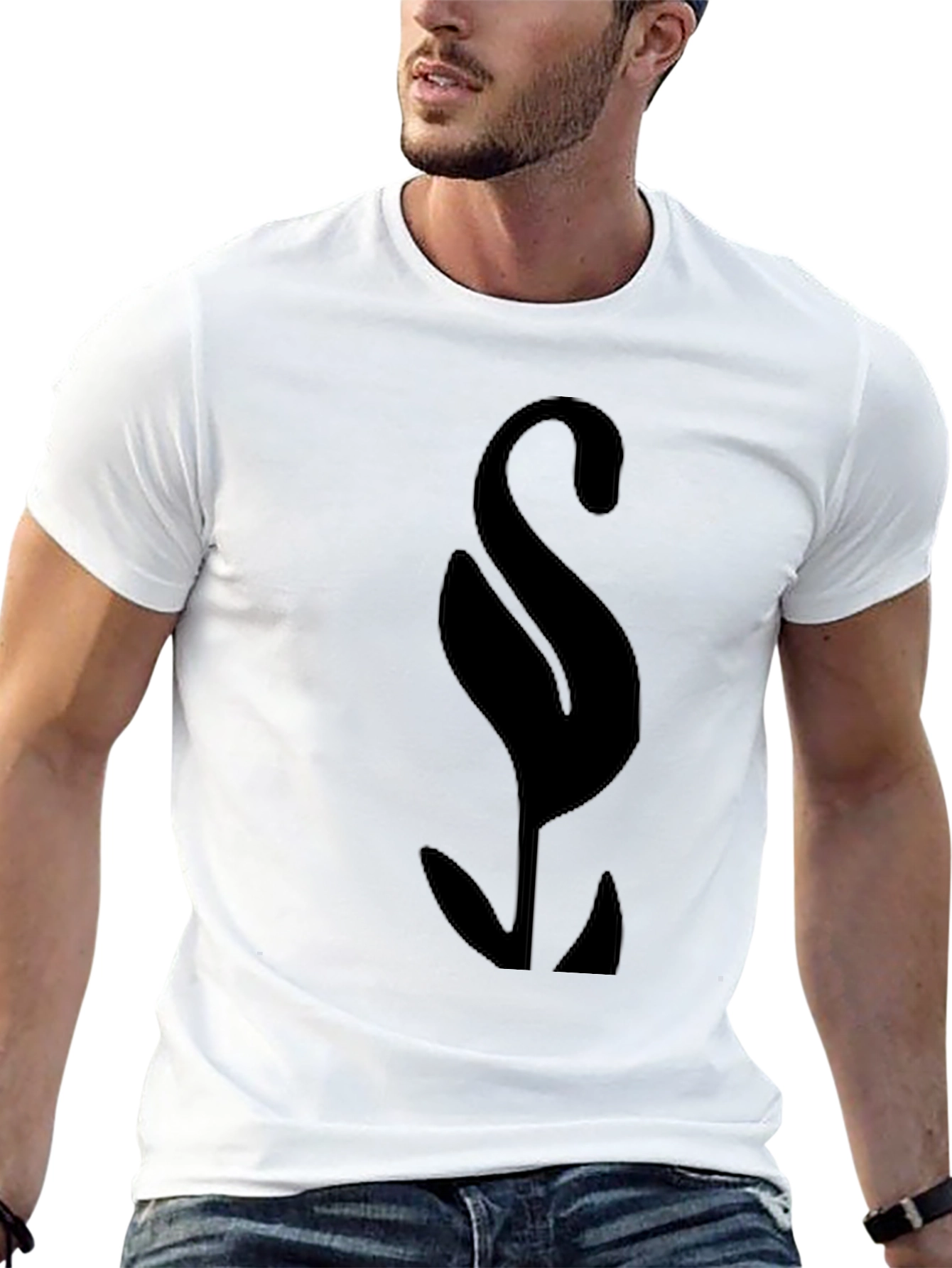 Mens Black Graphic Tee - Abstract Symbol Design