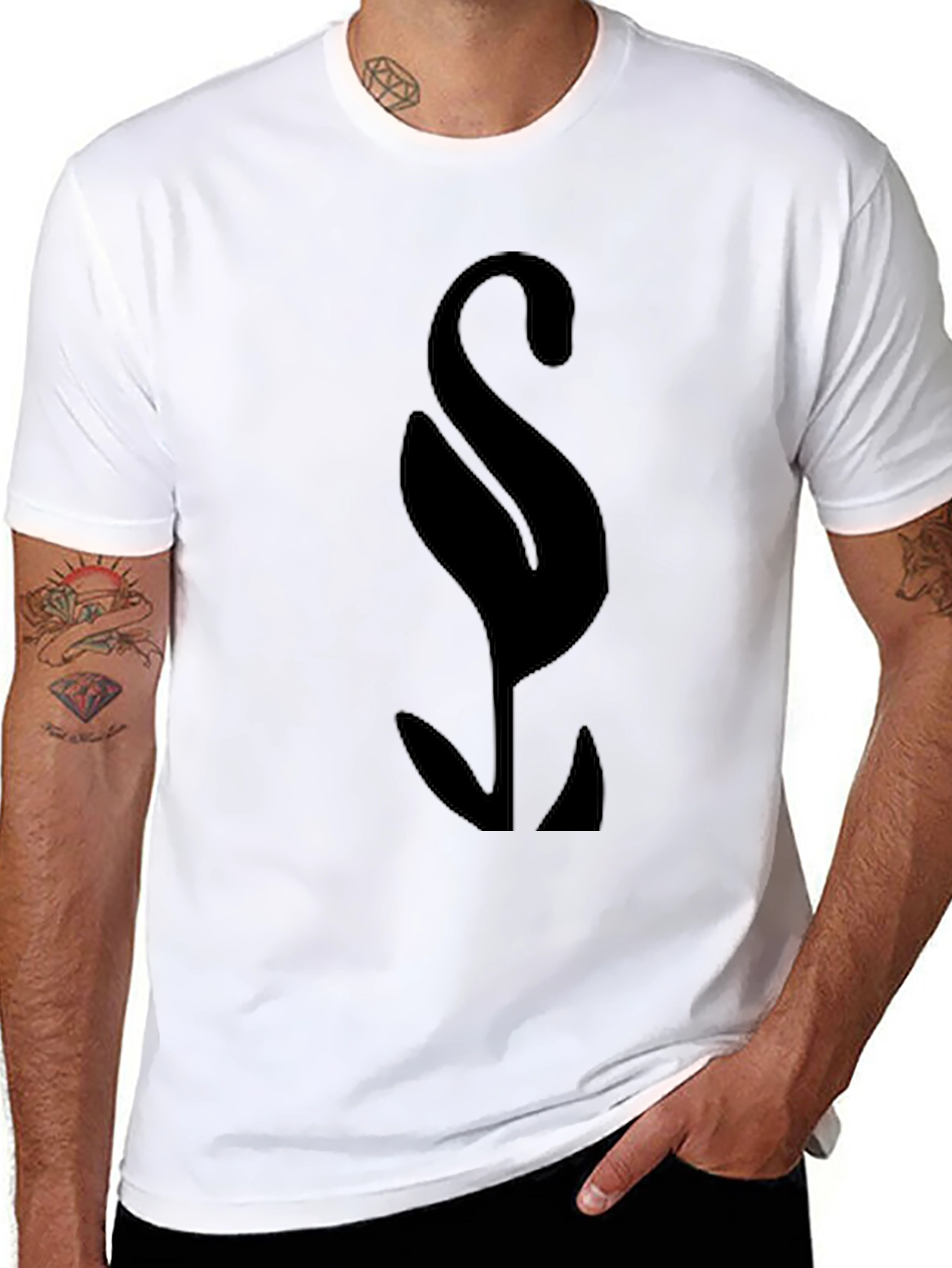 Mens Black Graphic Tee - Abstract Symbol Design