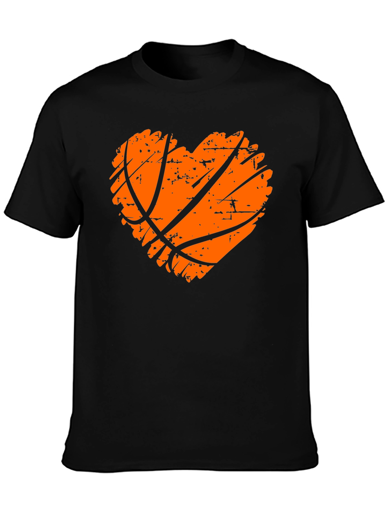 Basketball Heart Graphic Tee - Black Cotton T-Shirt