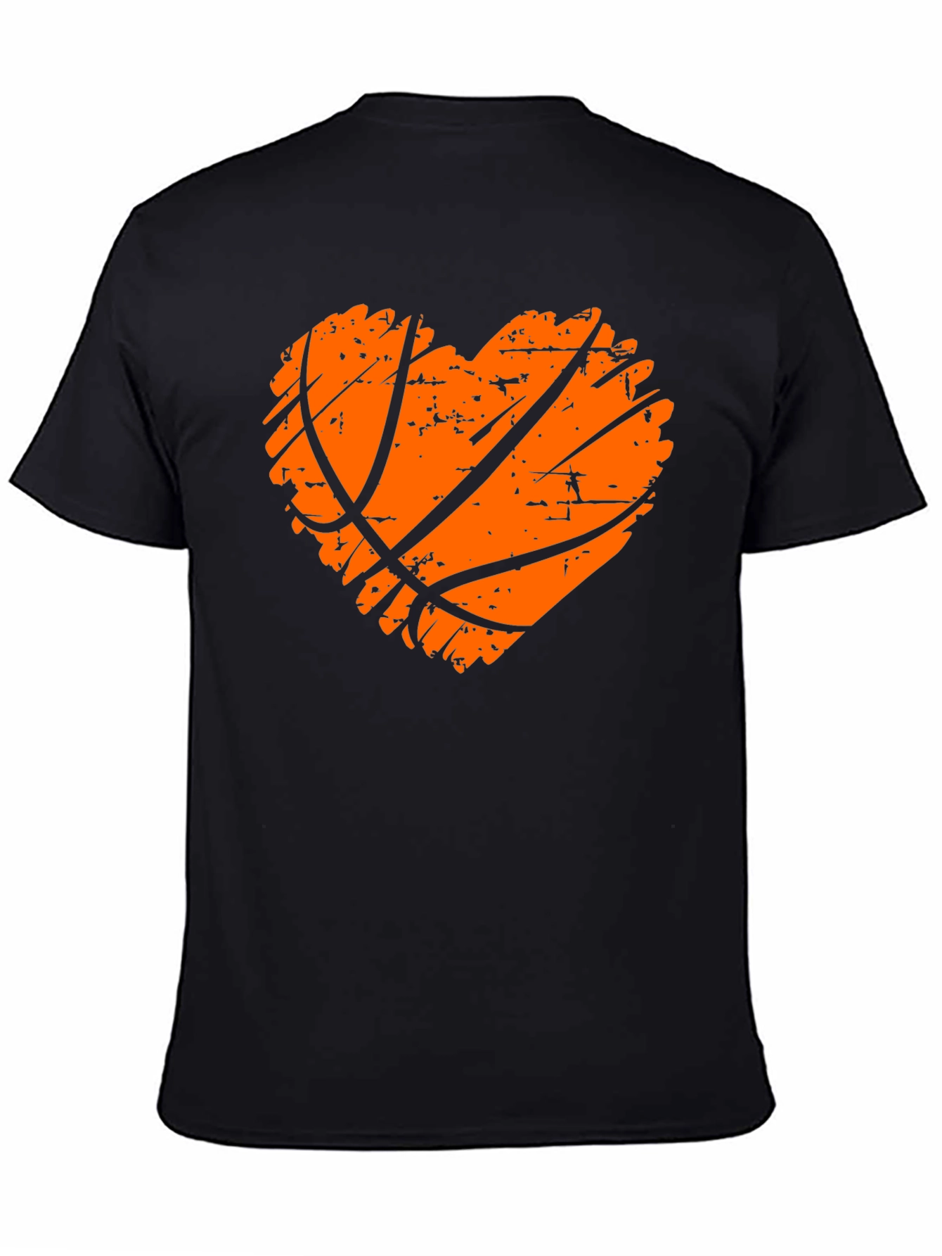 Basketball Heart Graphic Tee - Black Cotton T-Shirt