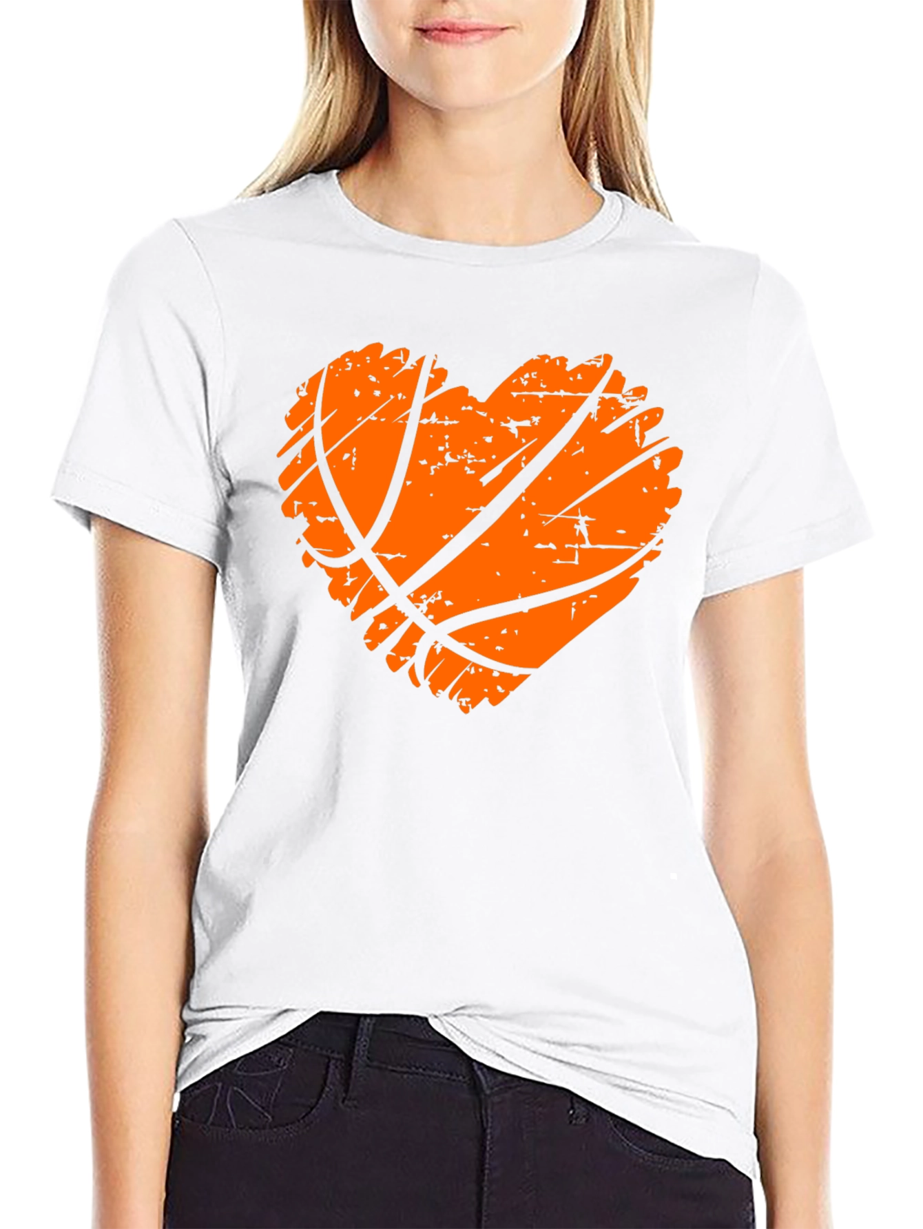 Basketball Heart Graphic Tee - Black Cotton T-Shirt