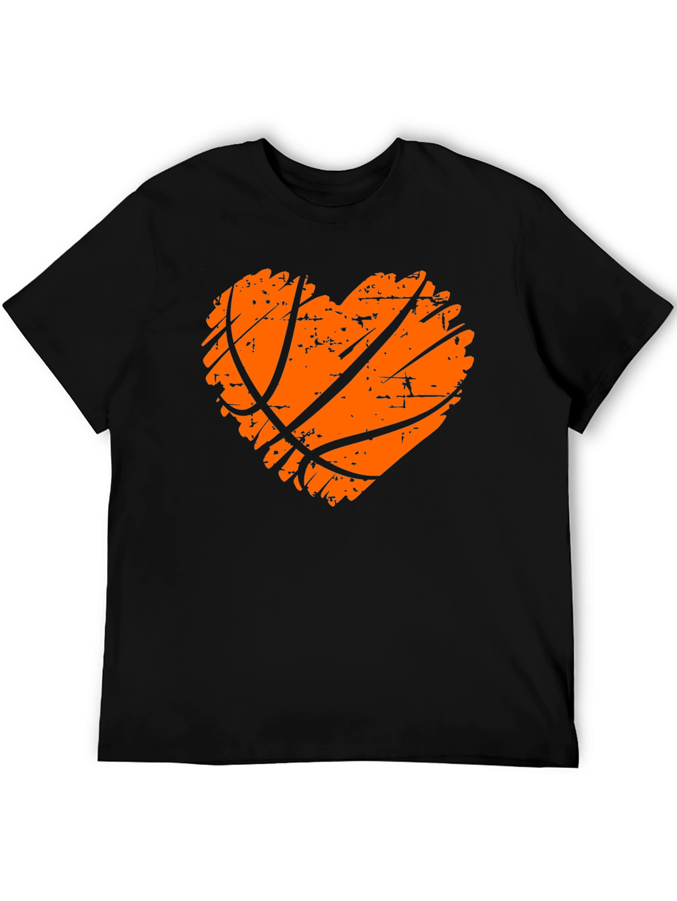 Basketball Heart Graphic Tee - Black Cotton T-Shirt