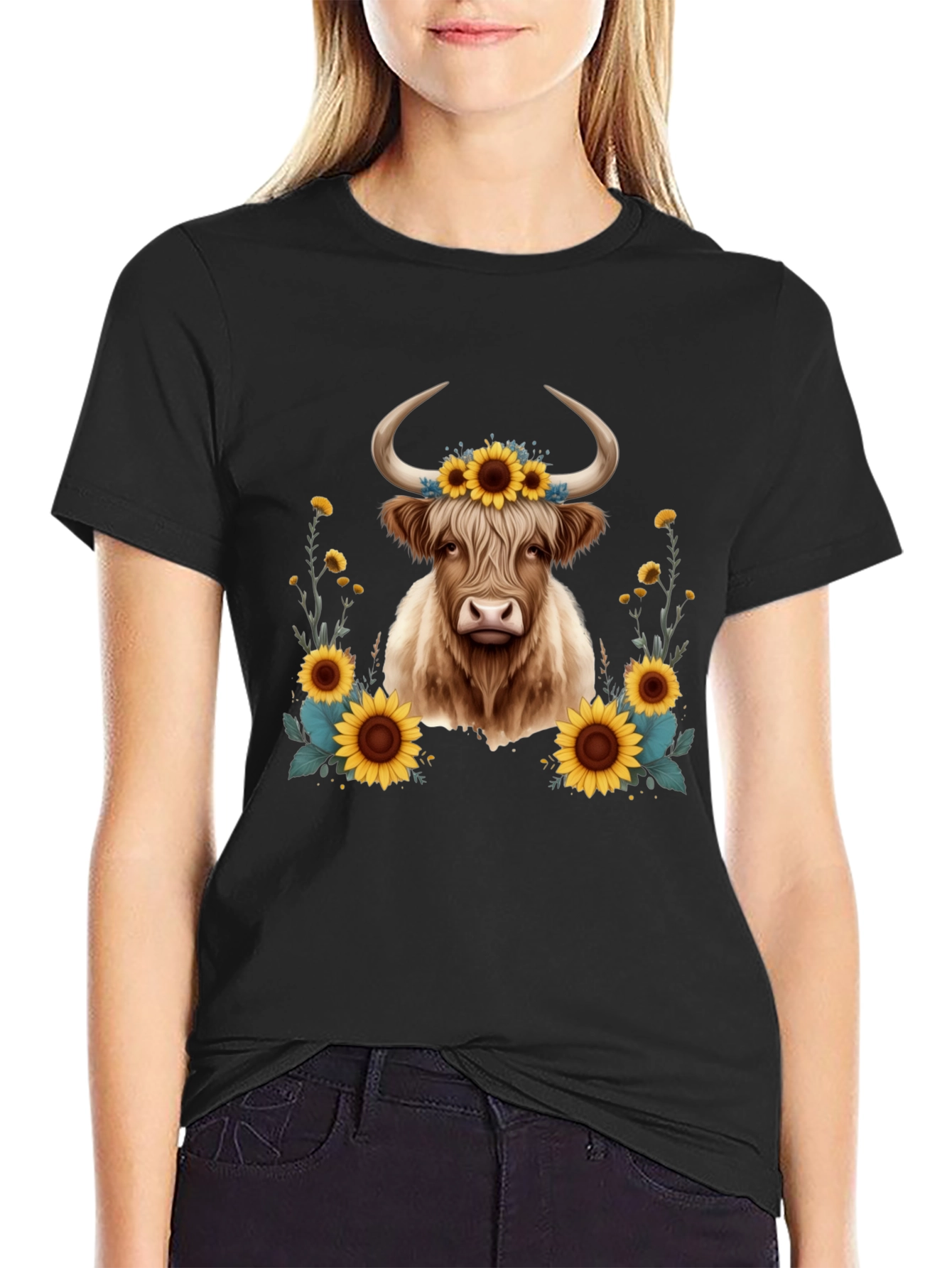 Highland Cow Sunflower T-Shirt