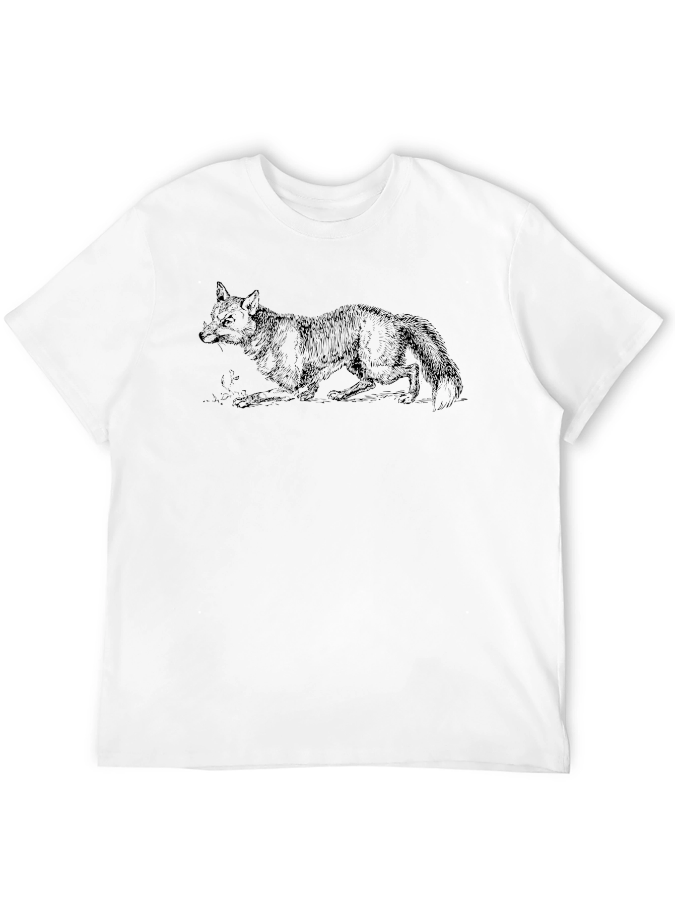 Mens Black T-Shirt with Fox Graphic