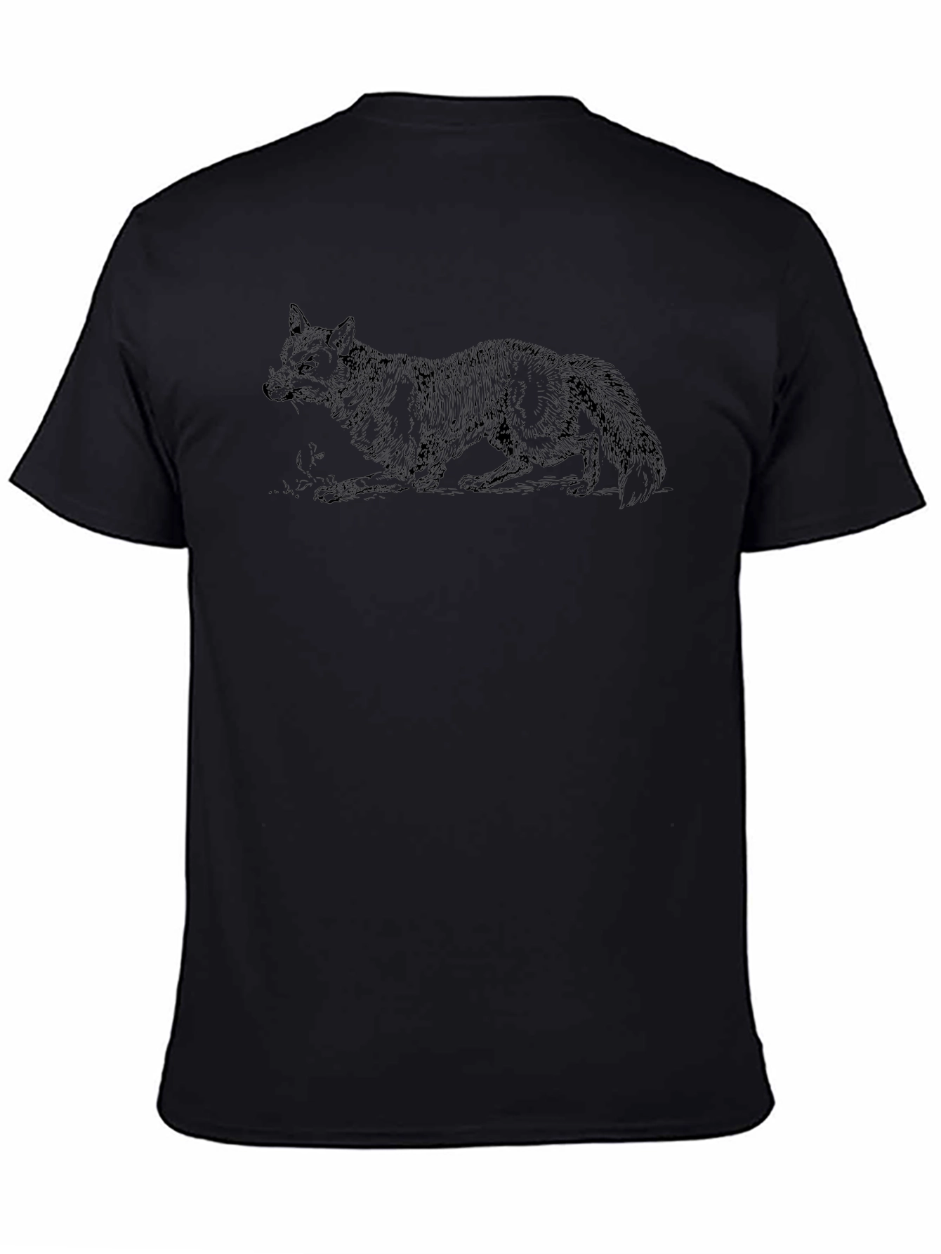 Mens Black T-Shirt with Fox Graphic