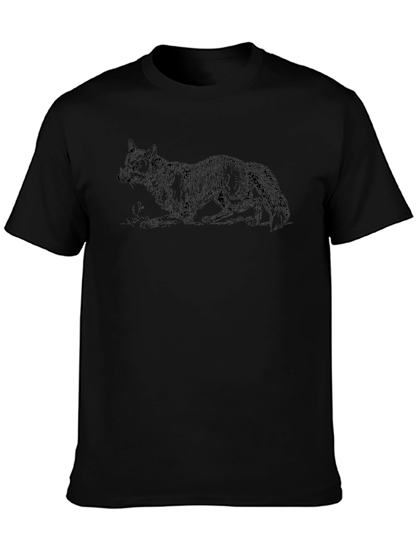 Mens Black T-Shirt with Fox Graphic