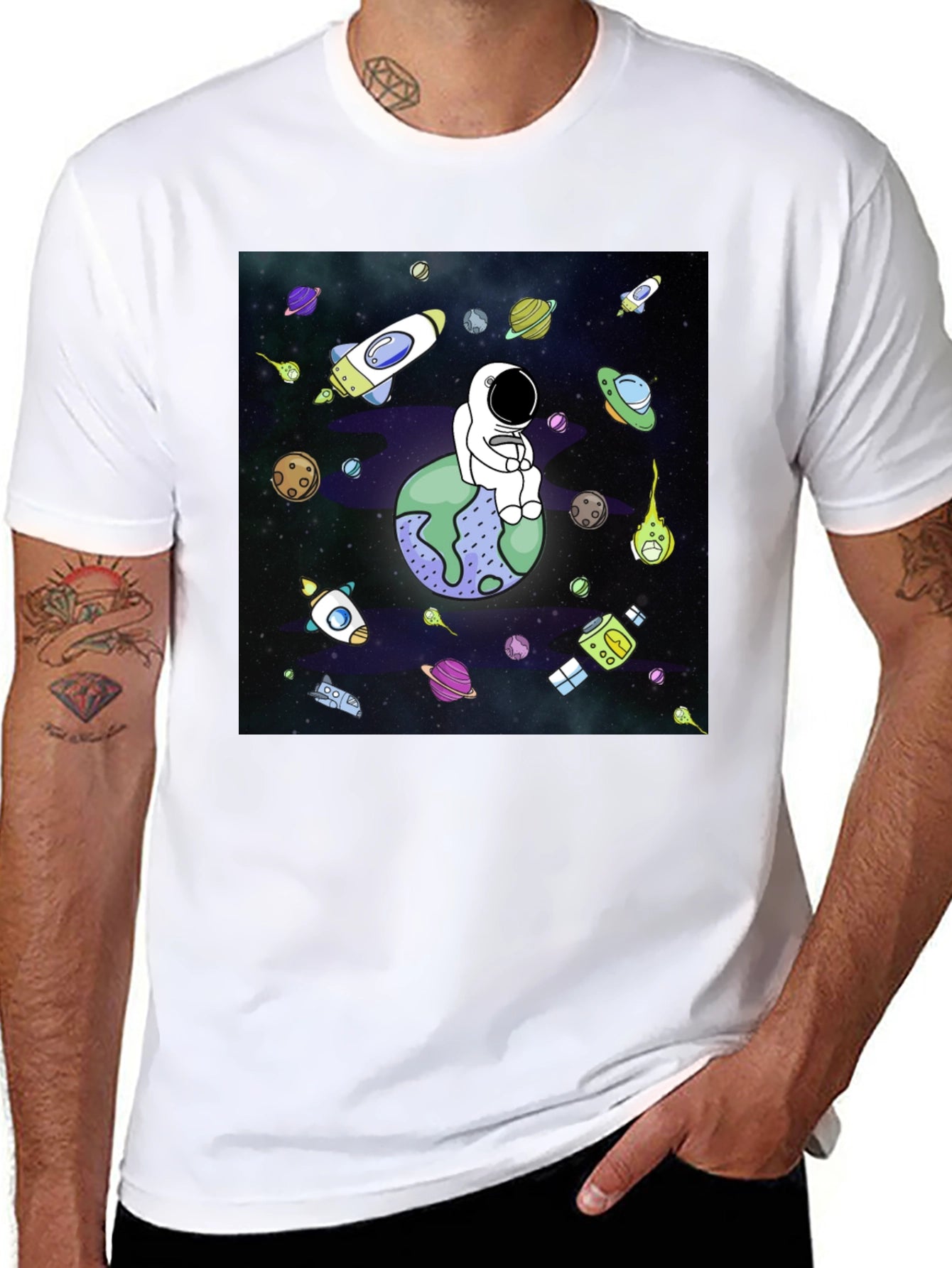 Astronaut Planet Graphic T-Shirt