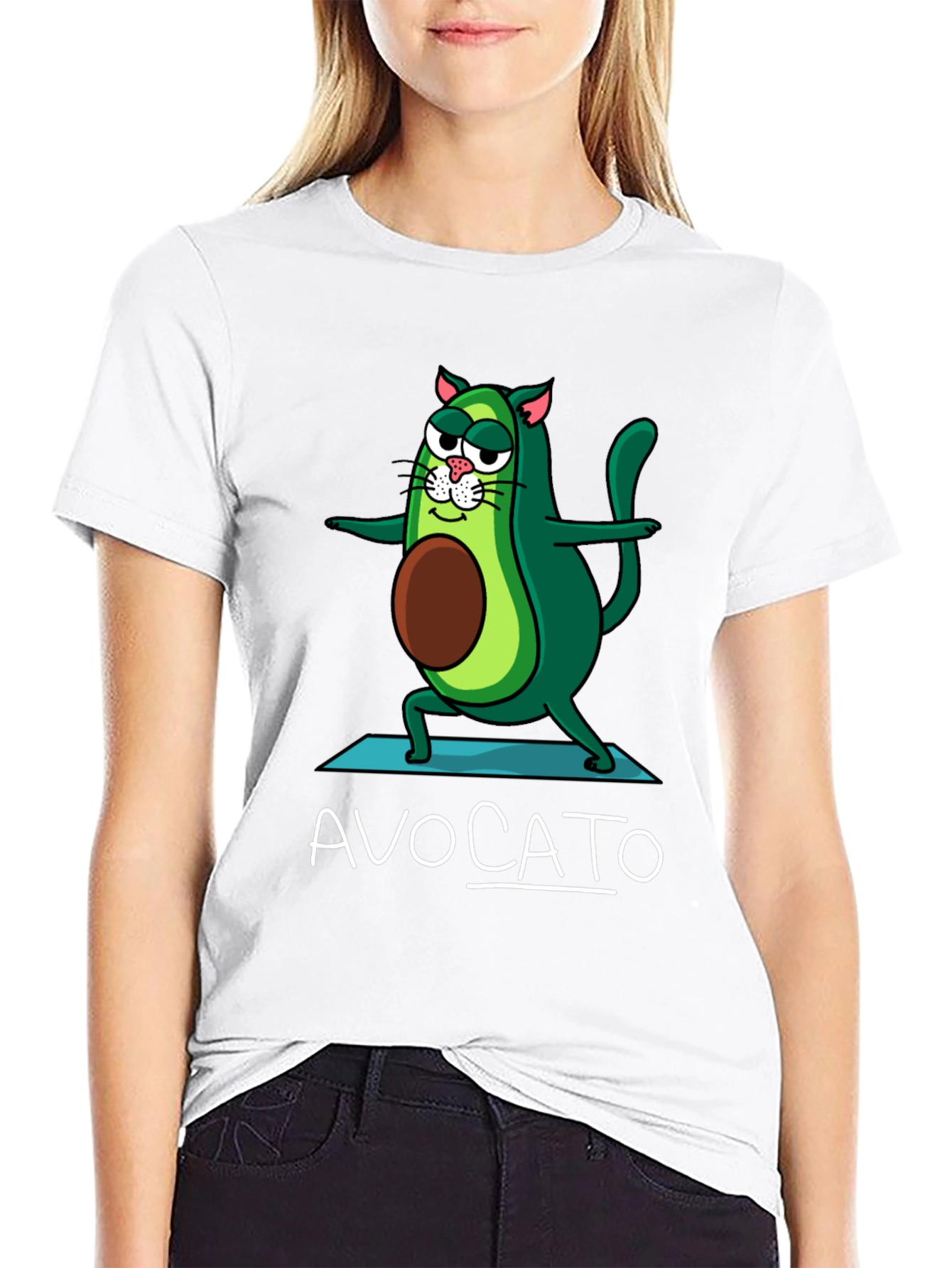 Avocato T-Shirt: Avocado Cat Yoga Tee
