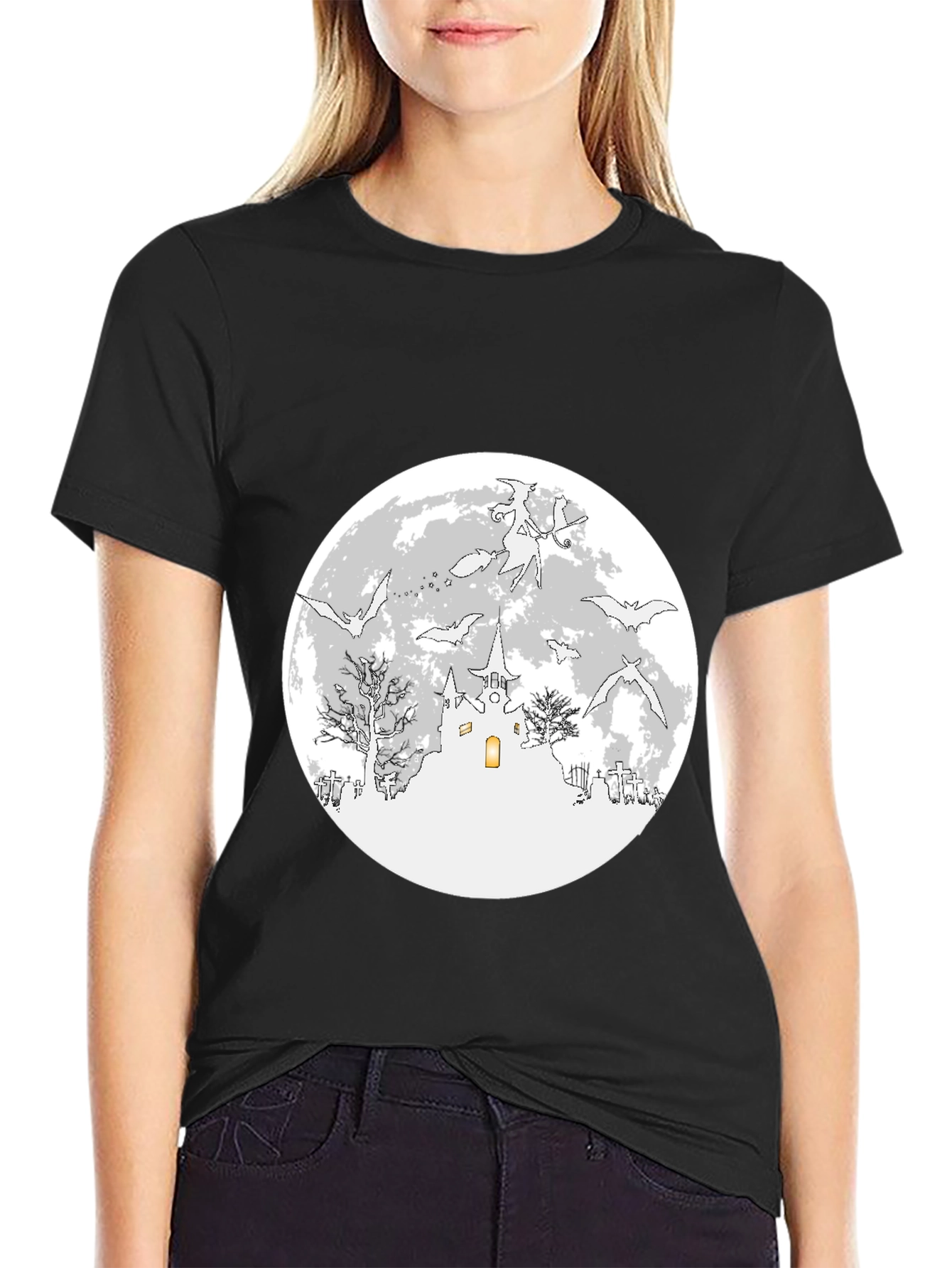Halloween Bats & Moon T-Shirt