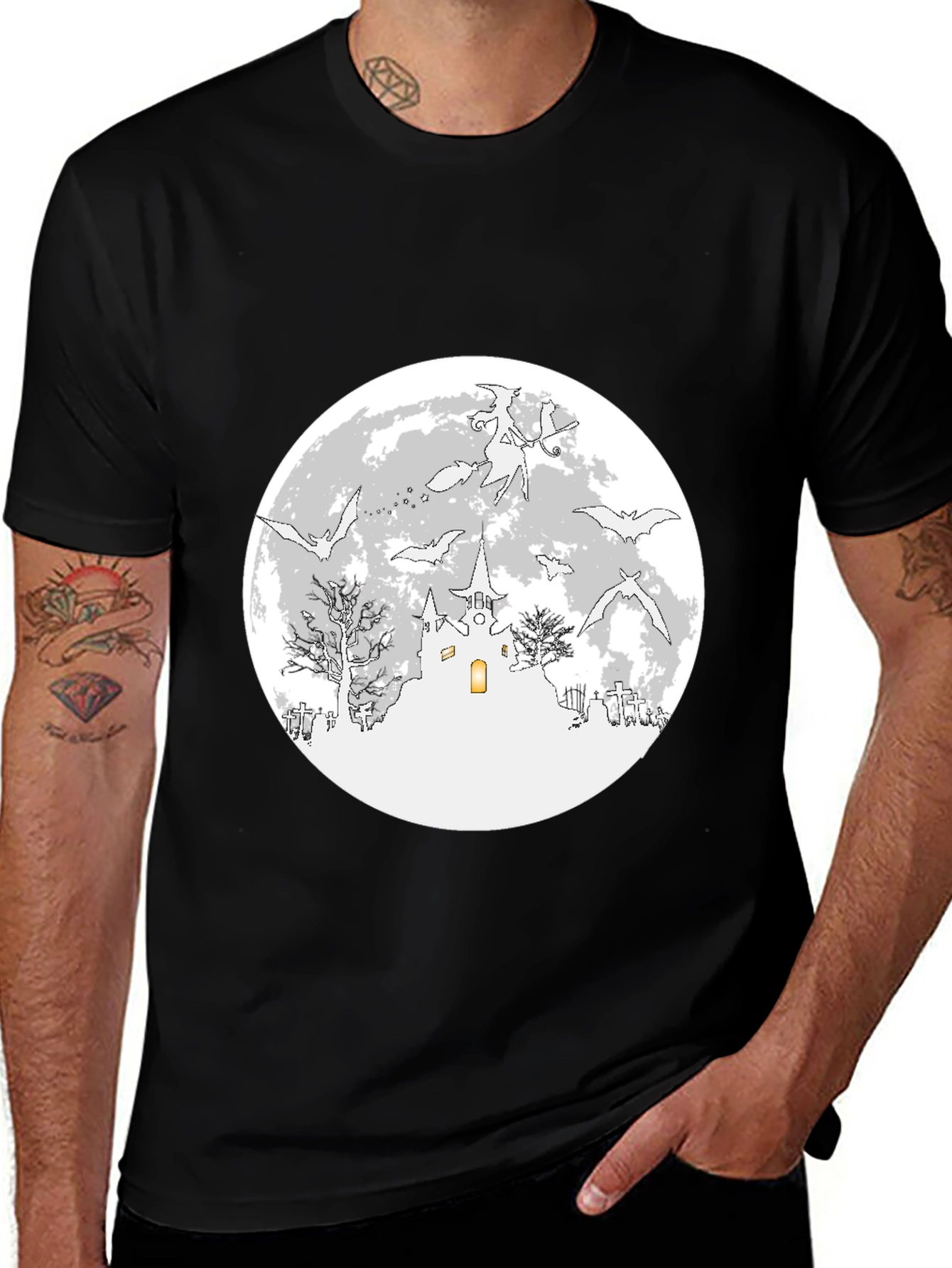 Halloween Bats & Moon T-Shirt