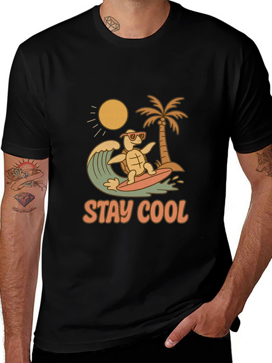 Stay Cool Turtle Surfing Graphic Tee