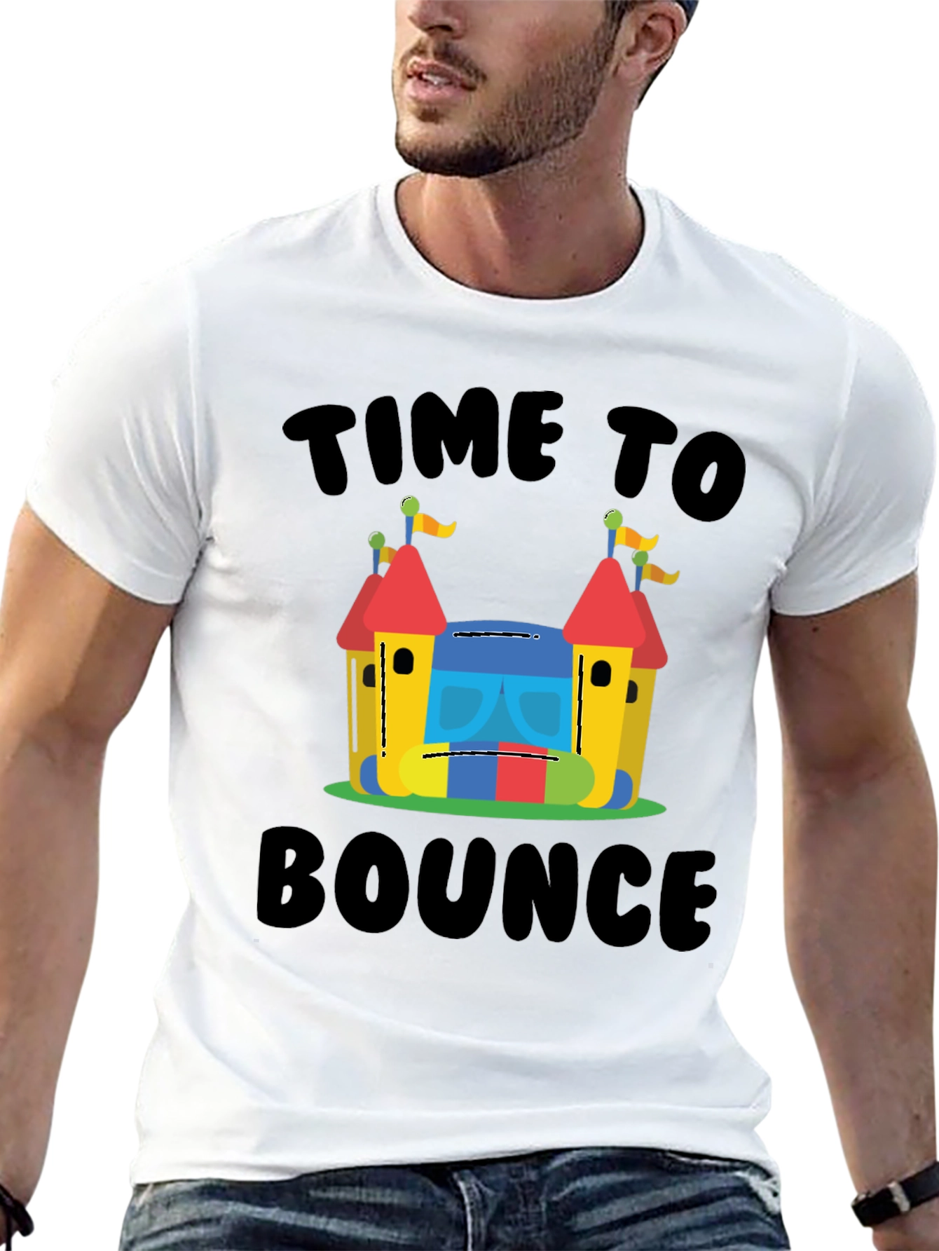 Time To Bounce T-Shirt - Fun Inflatable Castle Design