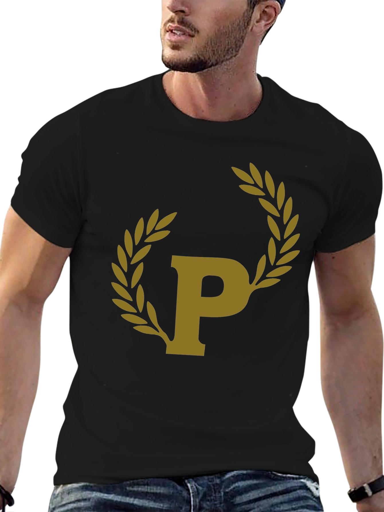 Black T-Shirt with Laurel P Design