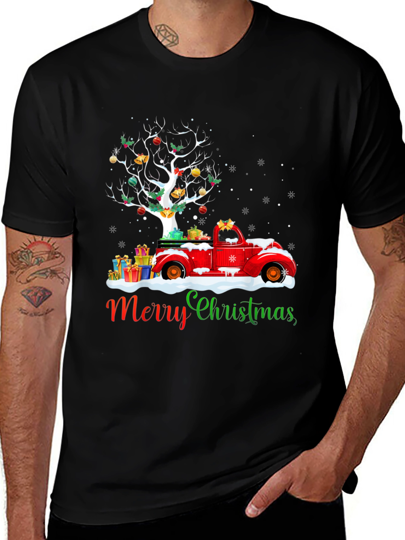 Festive Christmas Tree Truck Graphic Tee