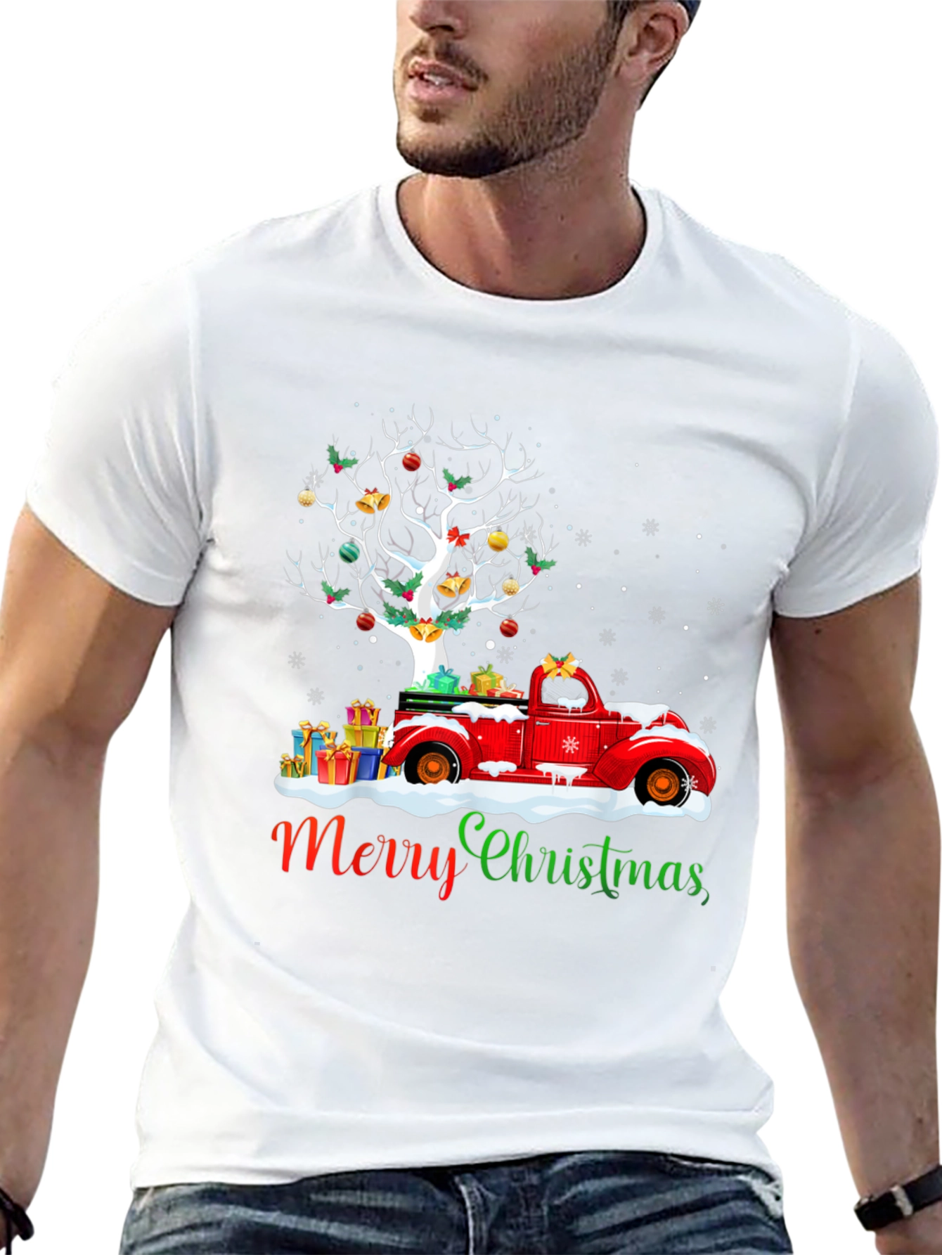Festive Christmas Tree Truck Graphic Tee